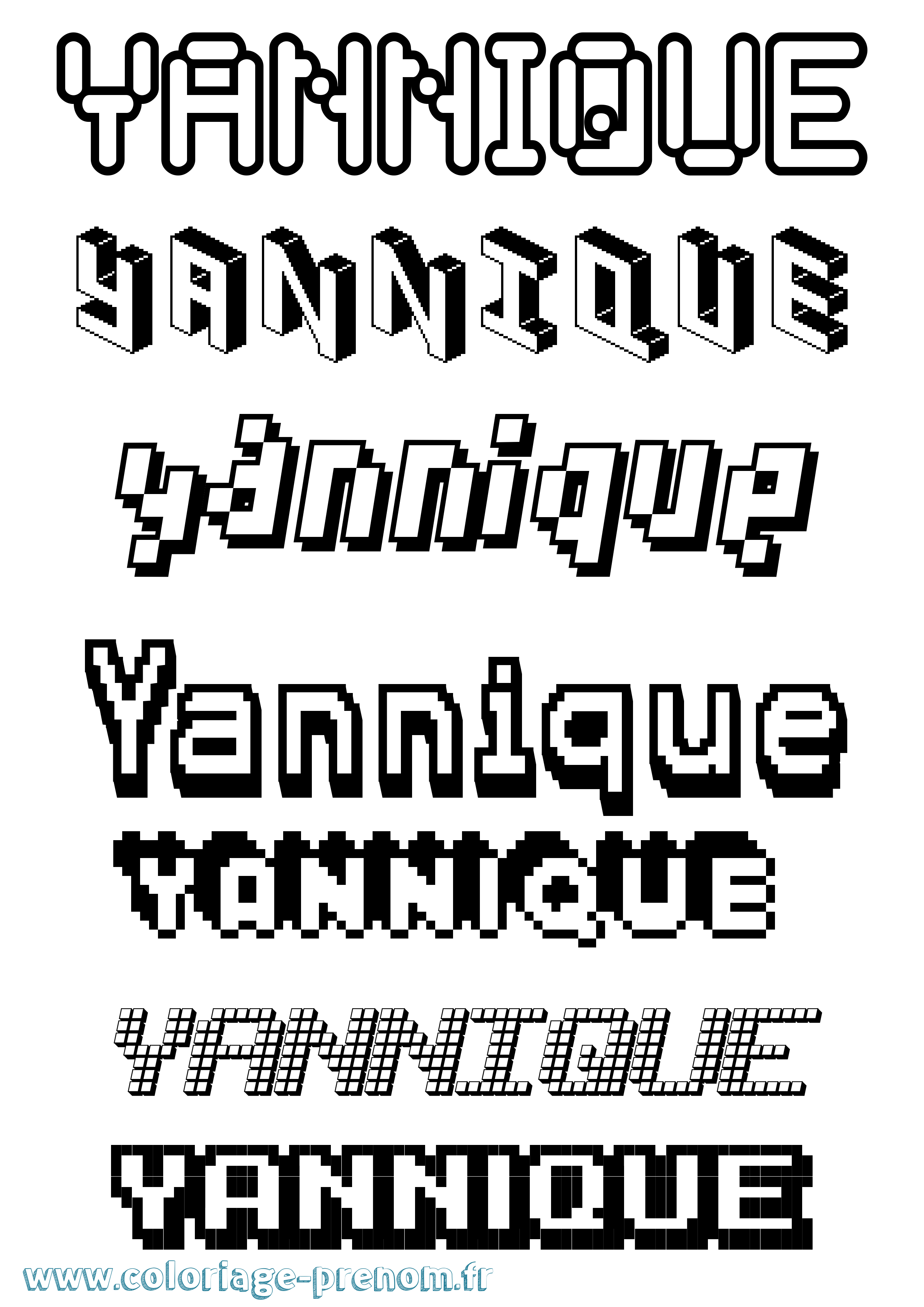Coloriage Yannique Pixel Coloriage prénom Yannique Pixel
