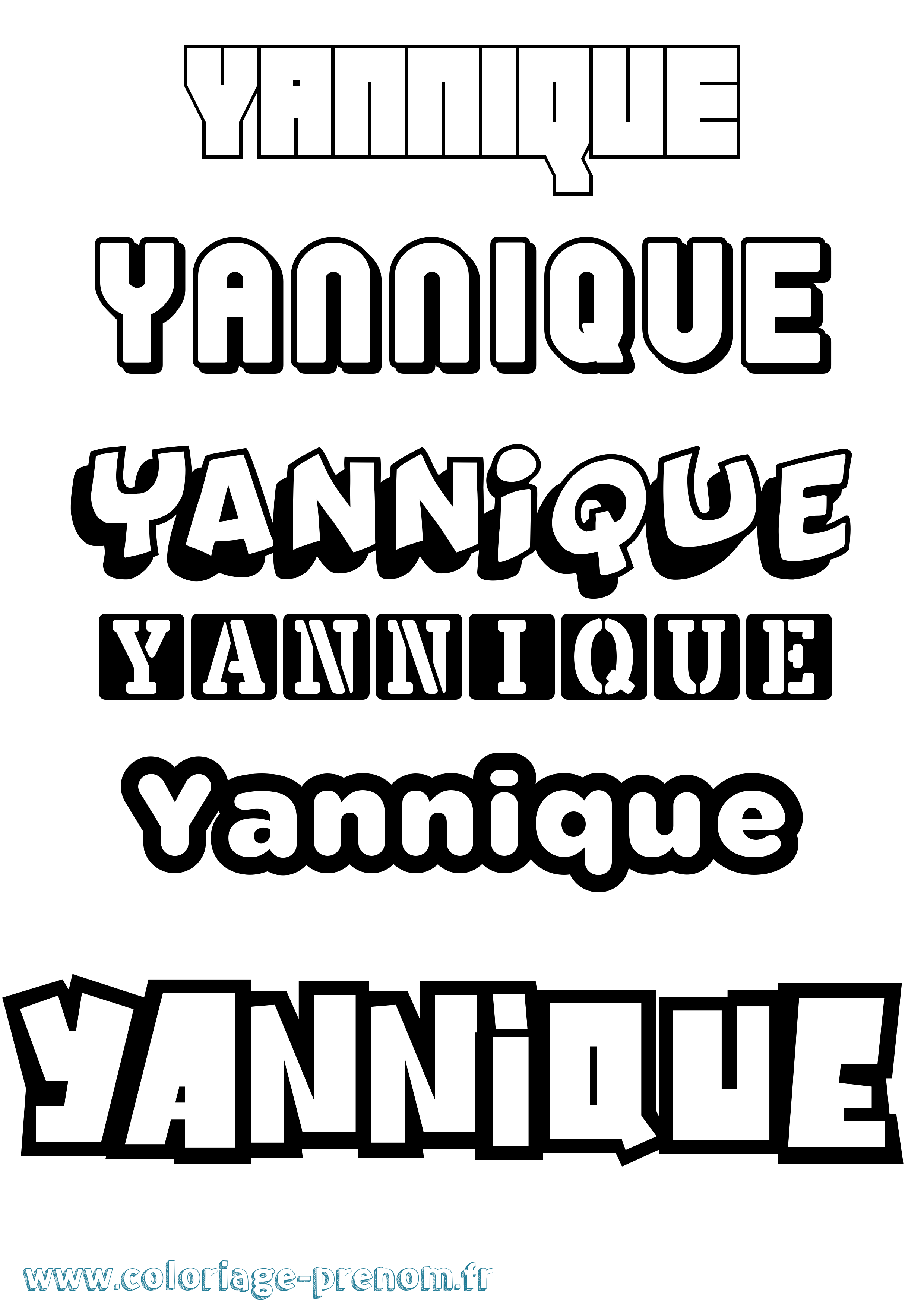 Coloriage Yannique Simple Coloriage prénom Yannique Simple