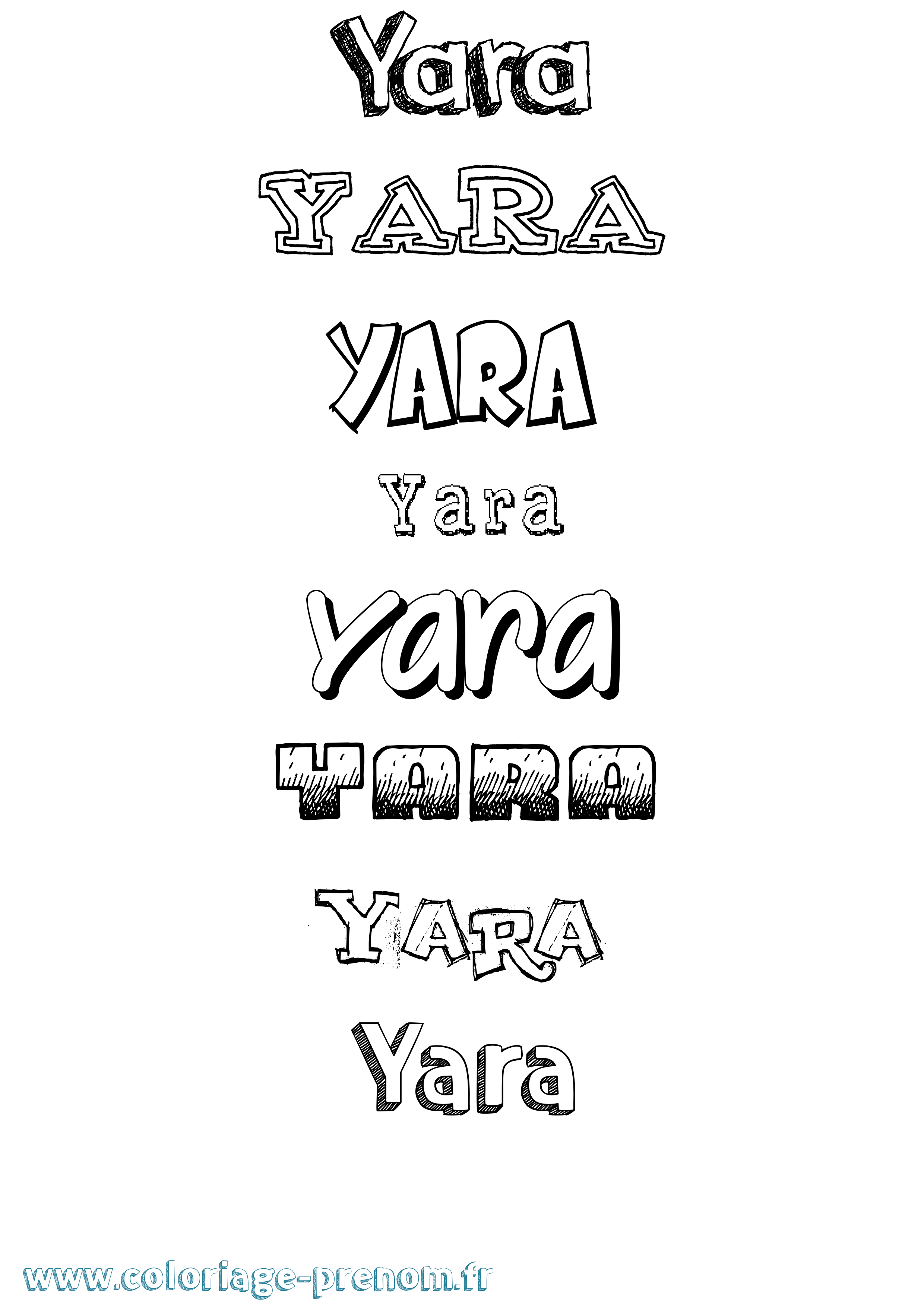Coloriage prénom Yara Dessiné