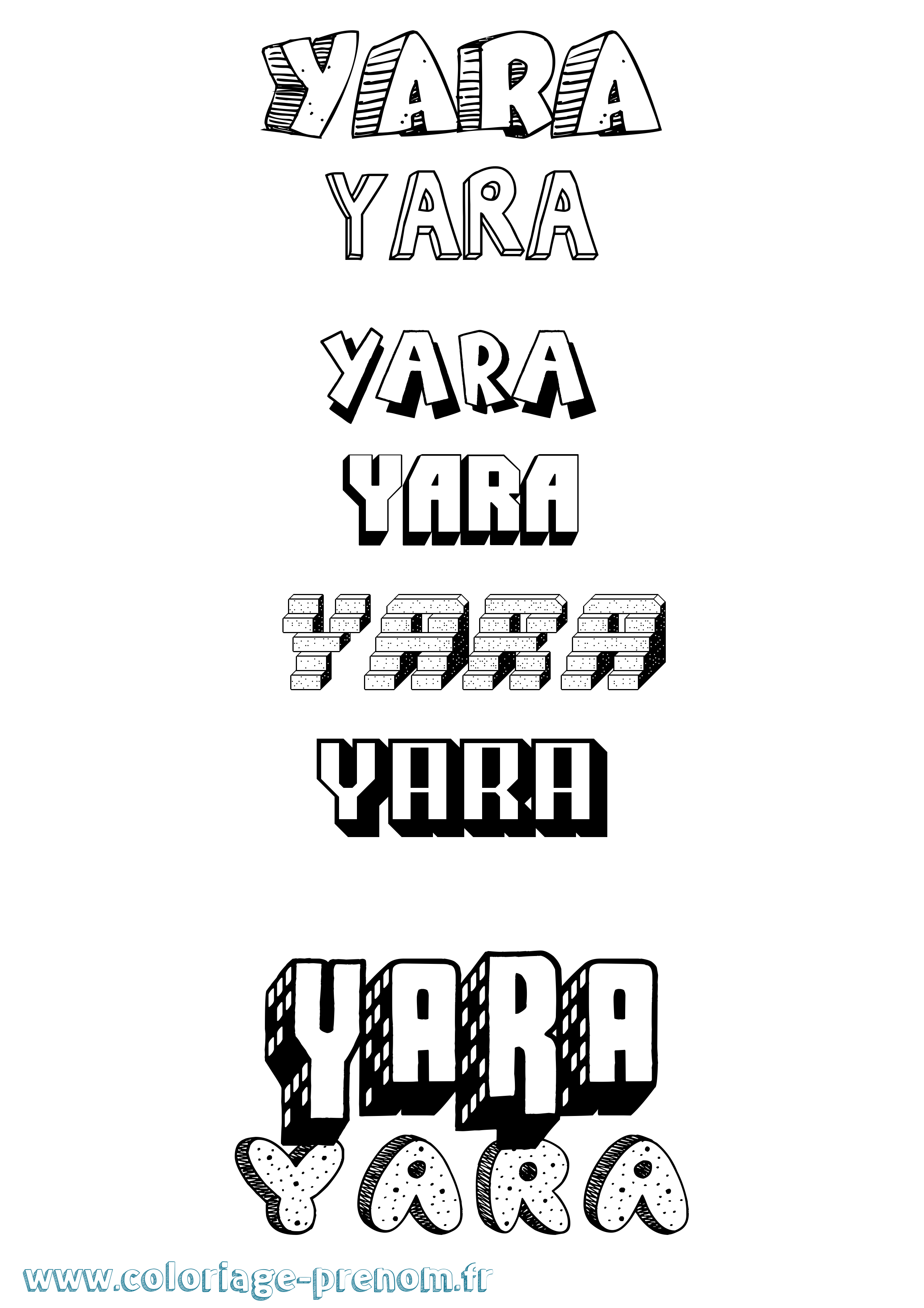 Coloriage prénom Yara Effet 3D