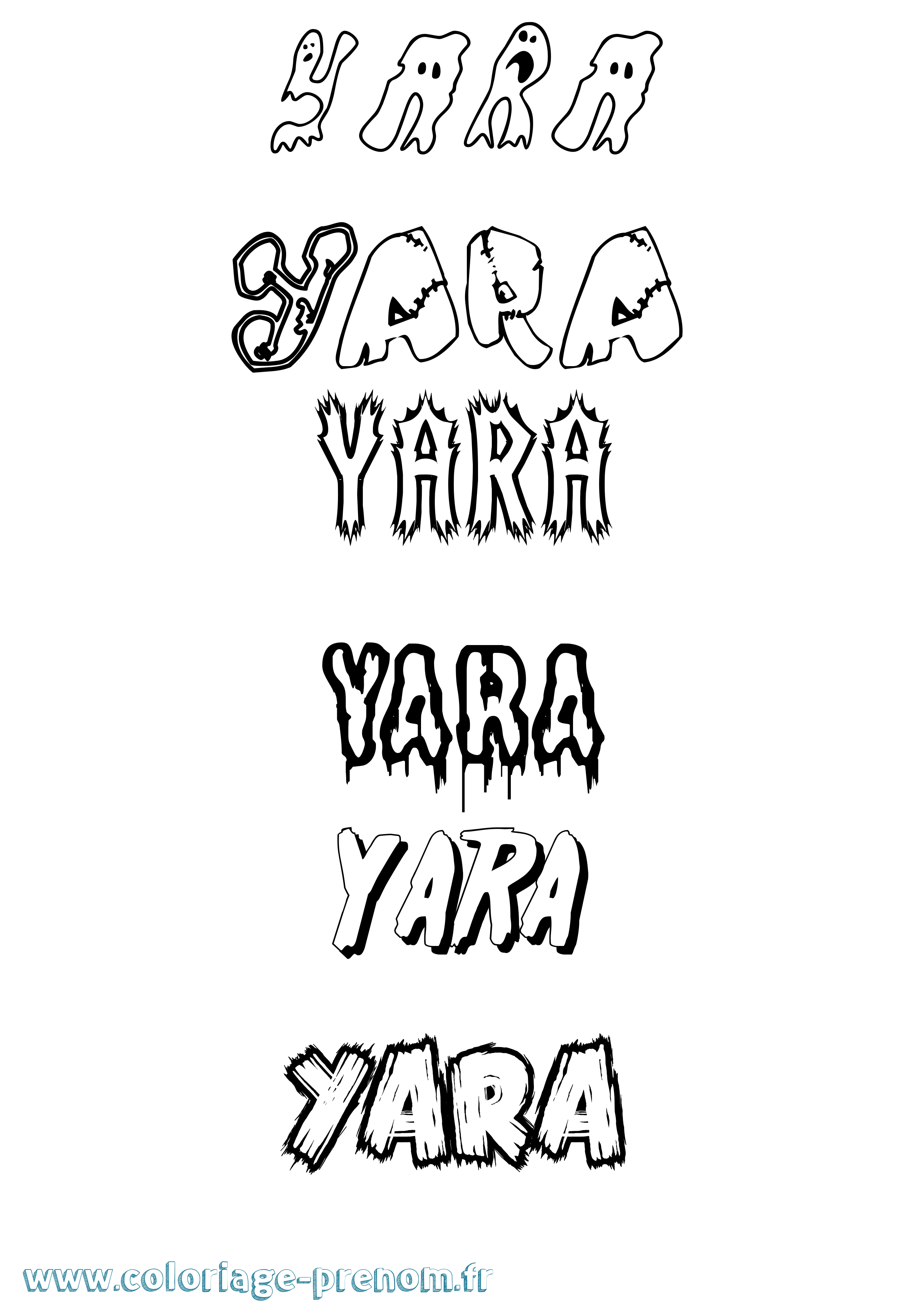 Coloriage prénom Yara Frisson
