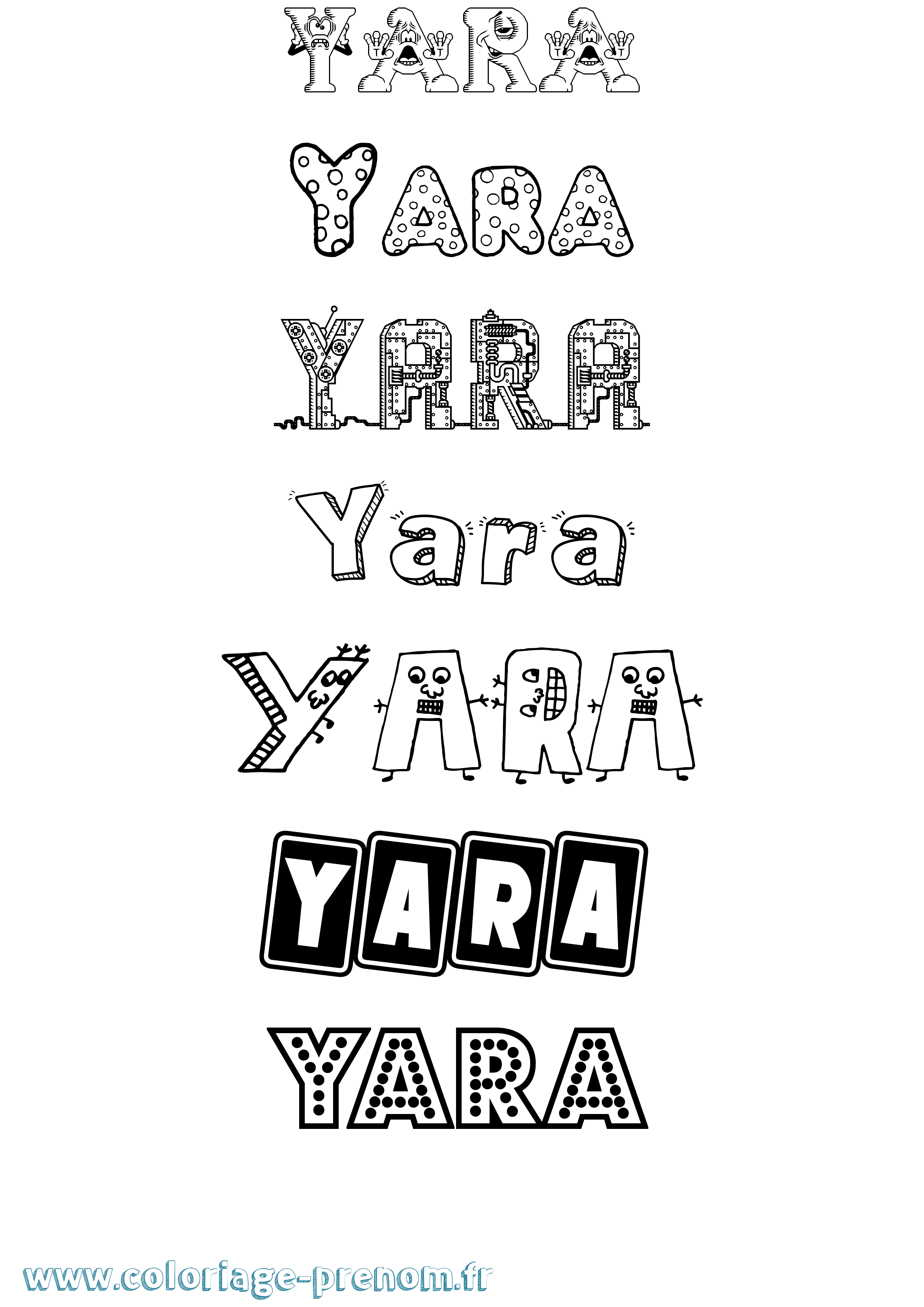 Coloriage prénom Yara Fun