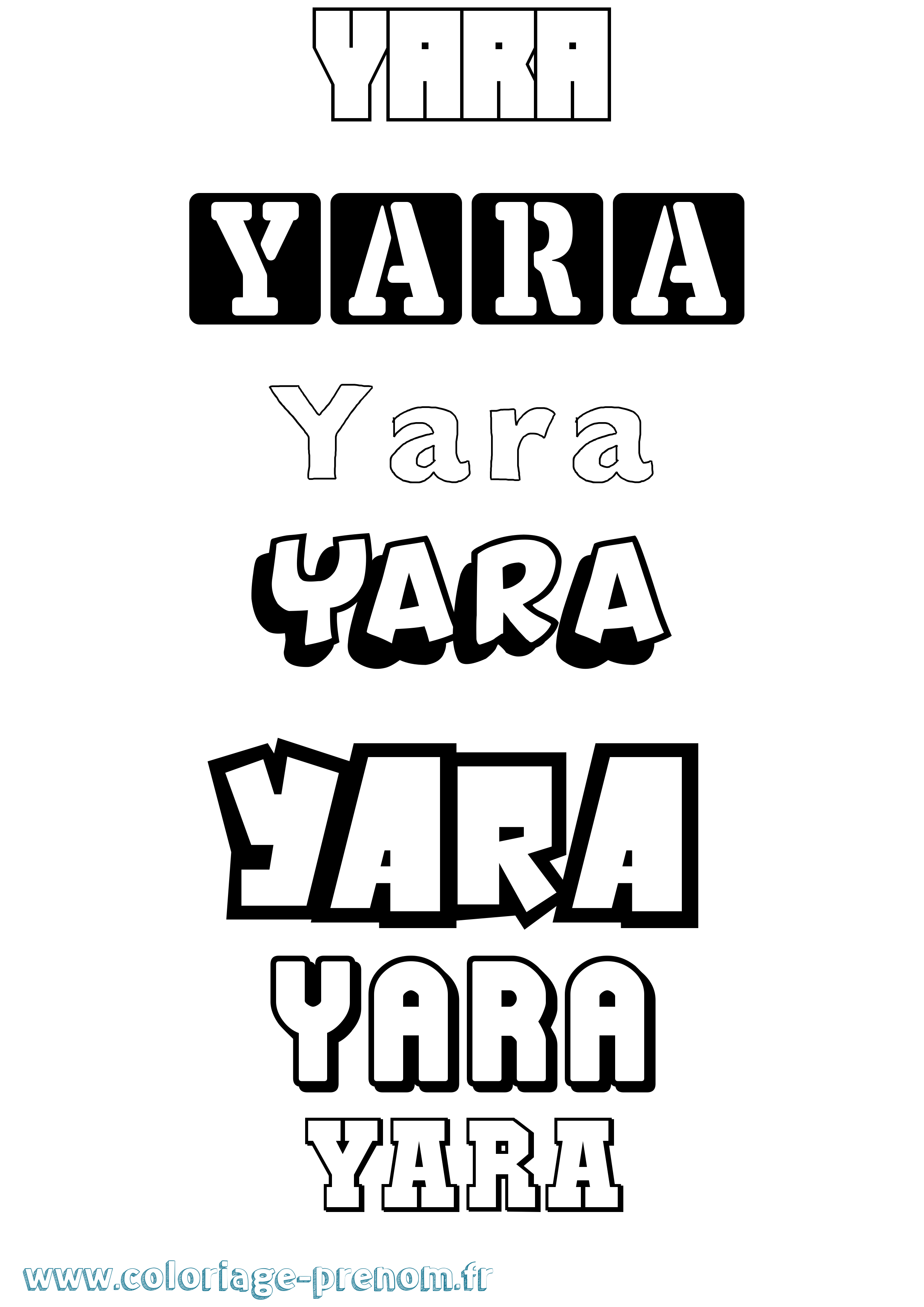 Coloriage prénom Yara