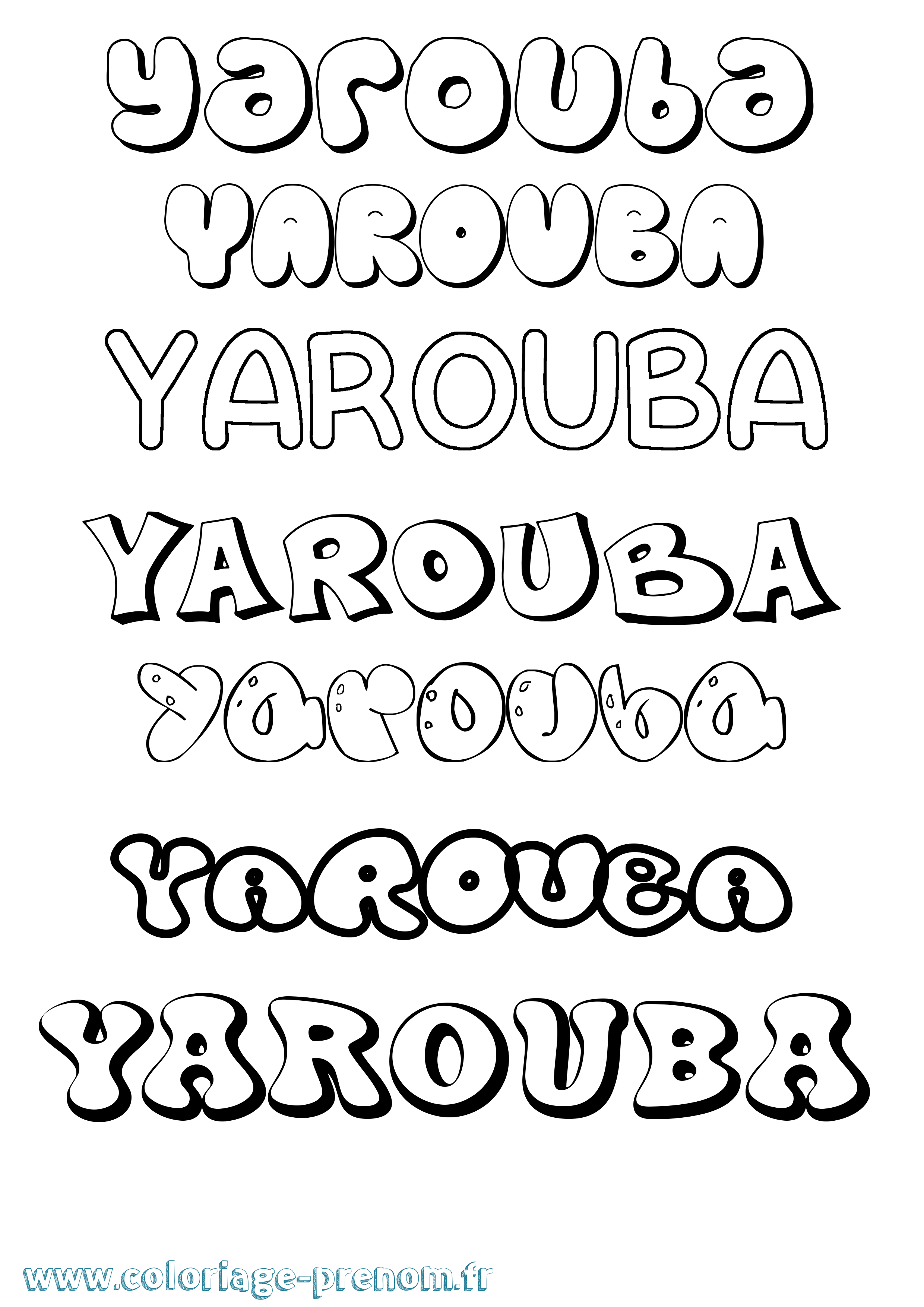 Coloriage prénom Yarouba Bubble