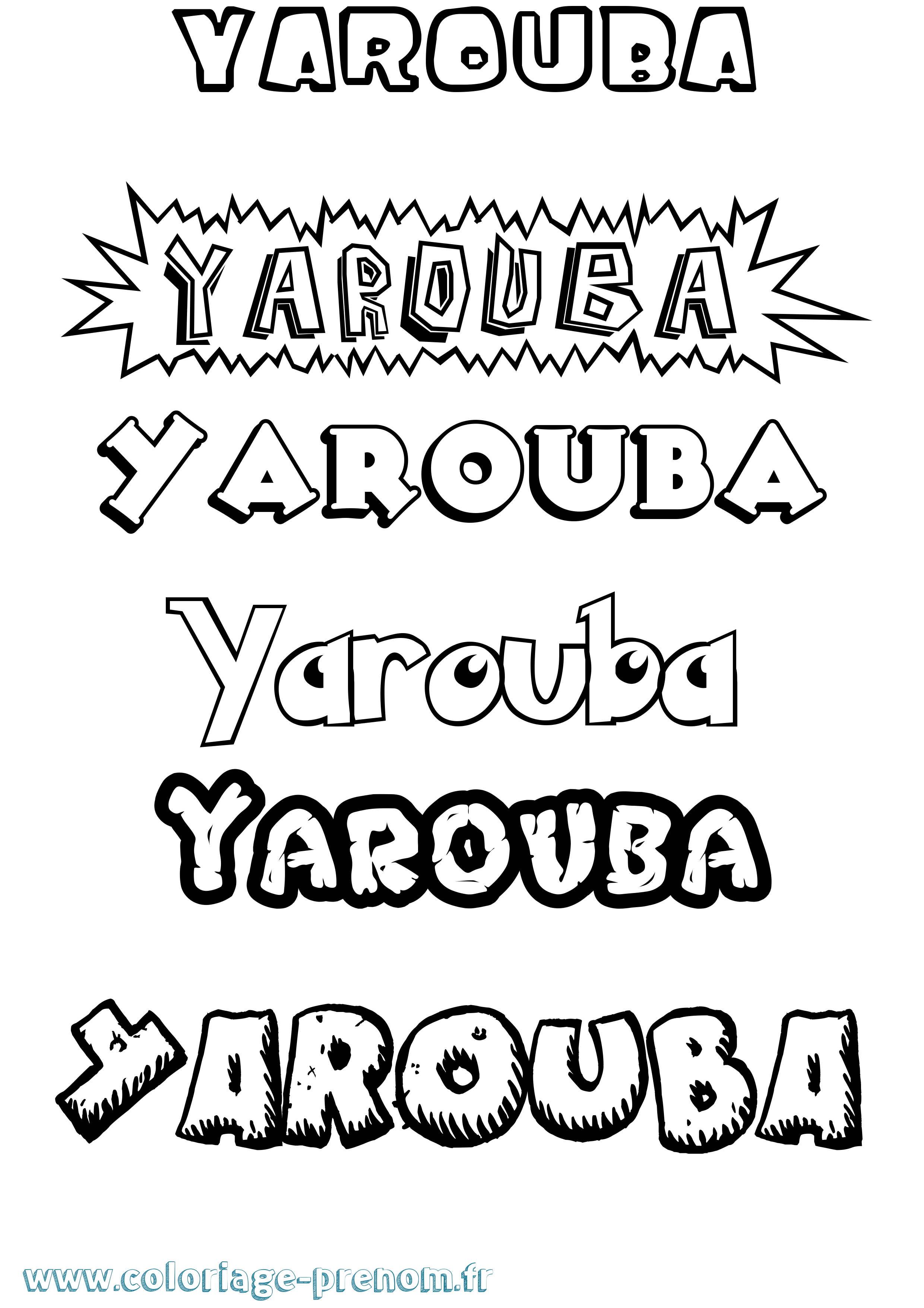 Coloriage prénom Yarouba Dessin Animé