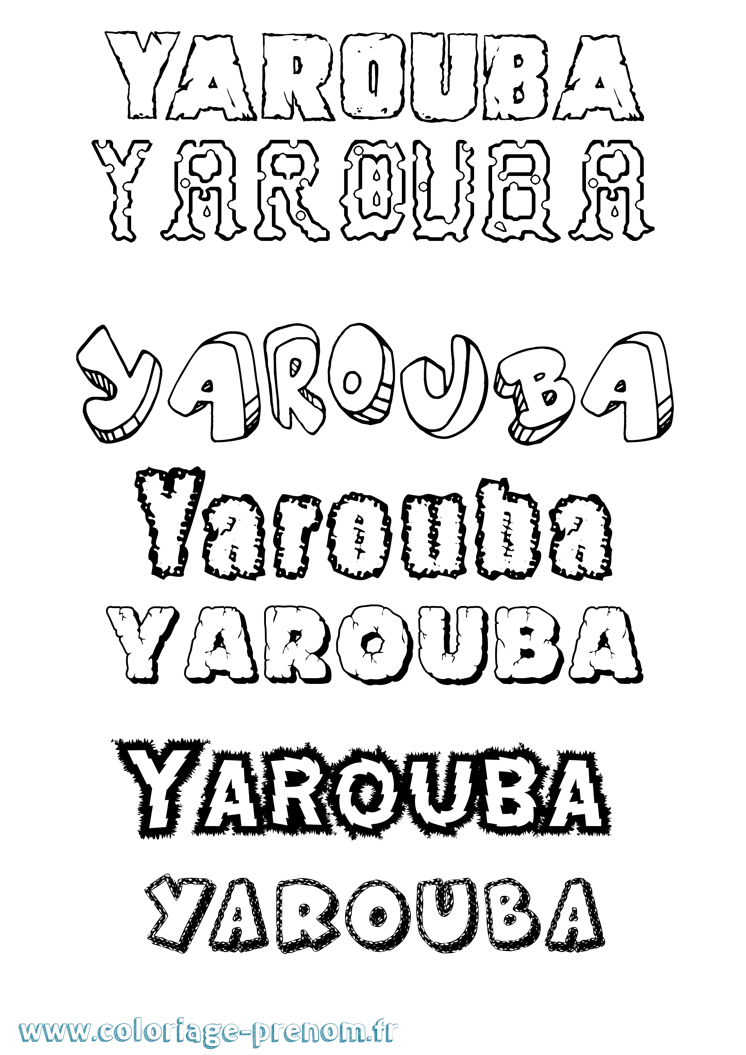 Coloriage prénom Yarouba Destructuré