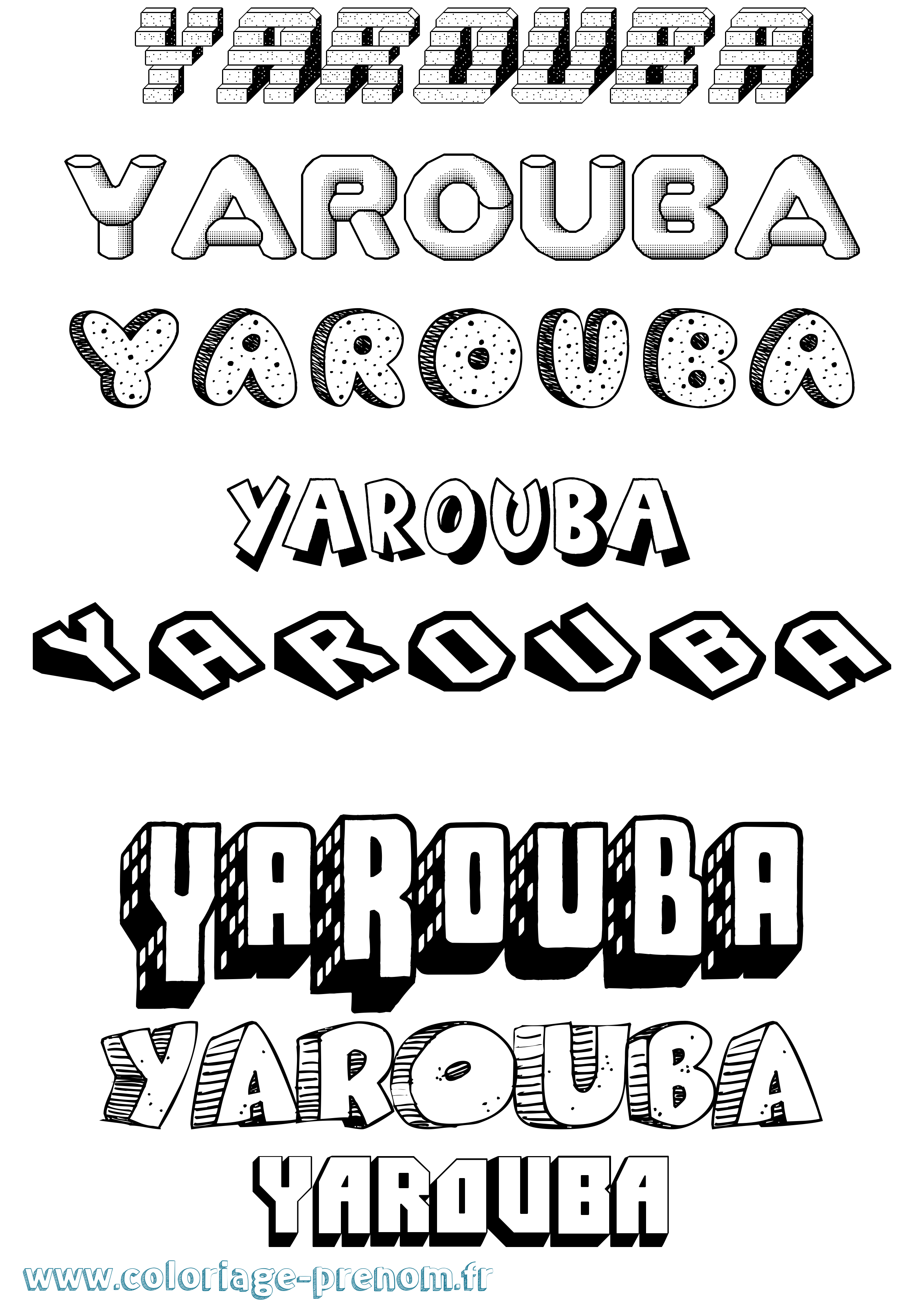Coloriage prénom Yarouba Effet 3D