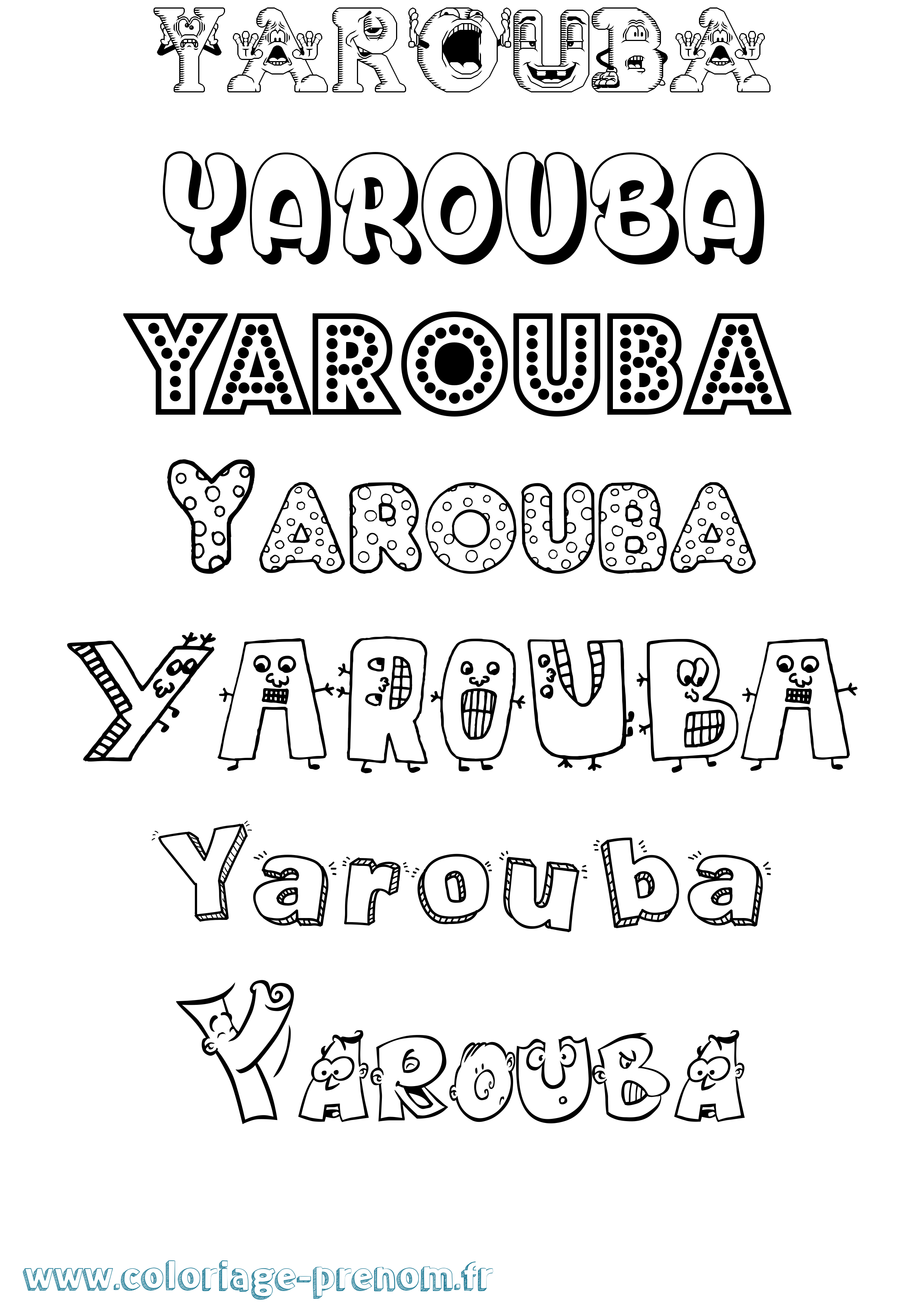 Coloriage prénom Yarouba Fun