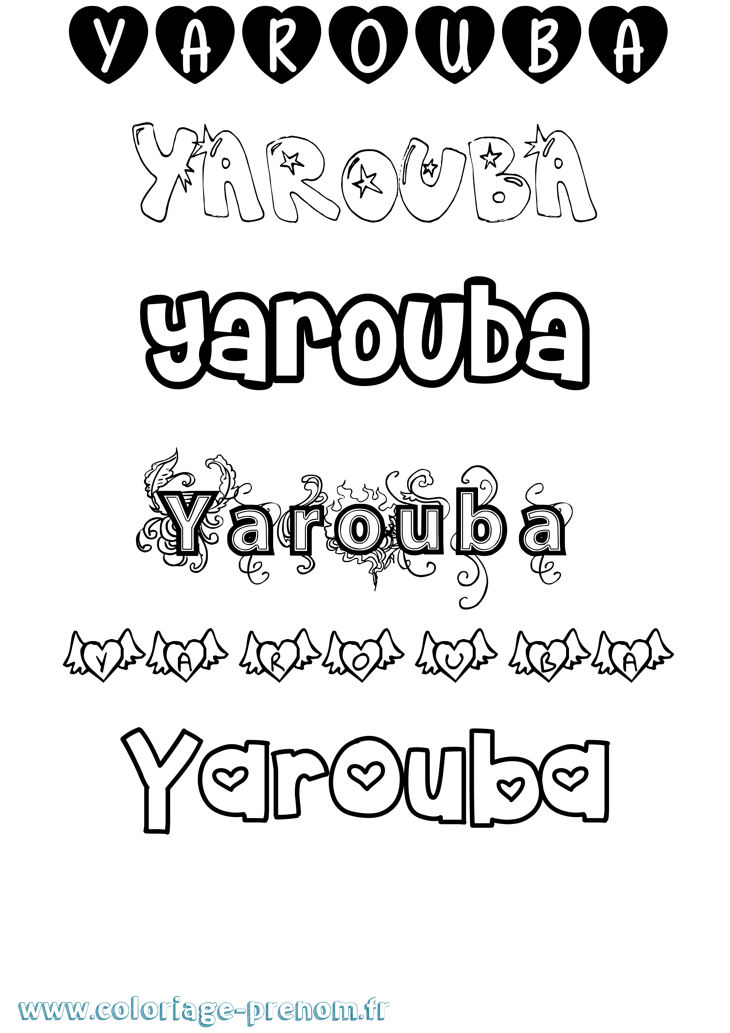 Coloriage prénom Yarouba Girly