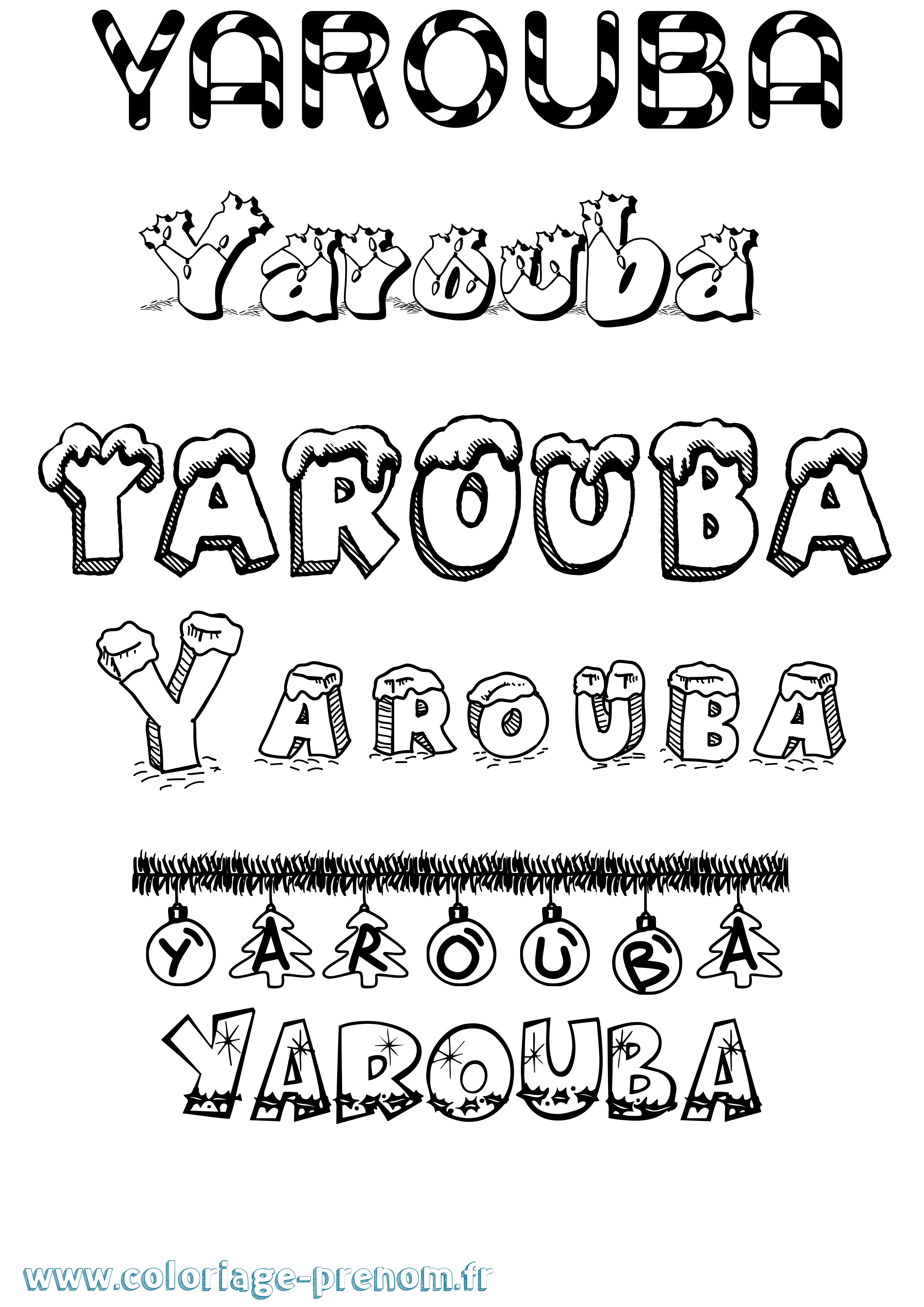 Coloriage prénom Yarouba Noël
