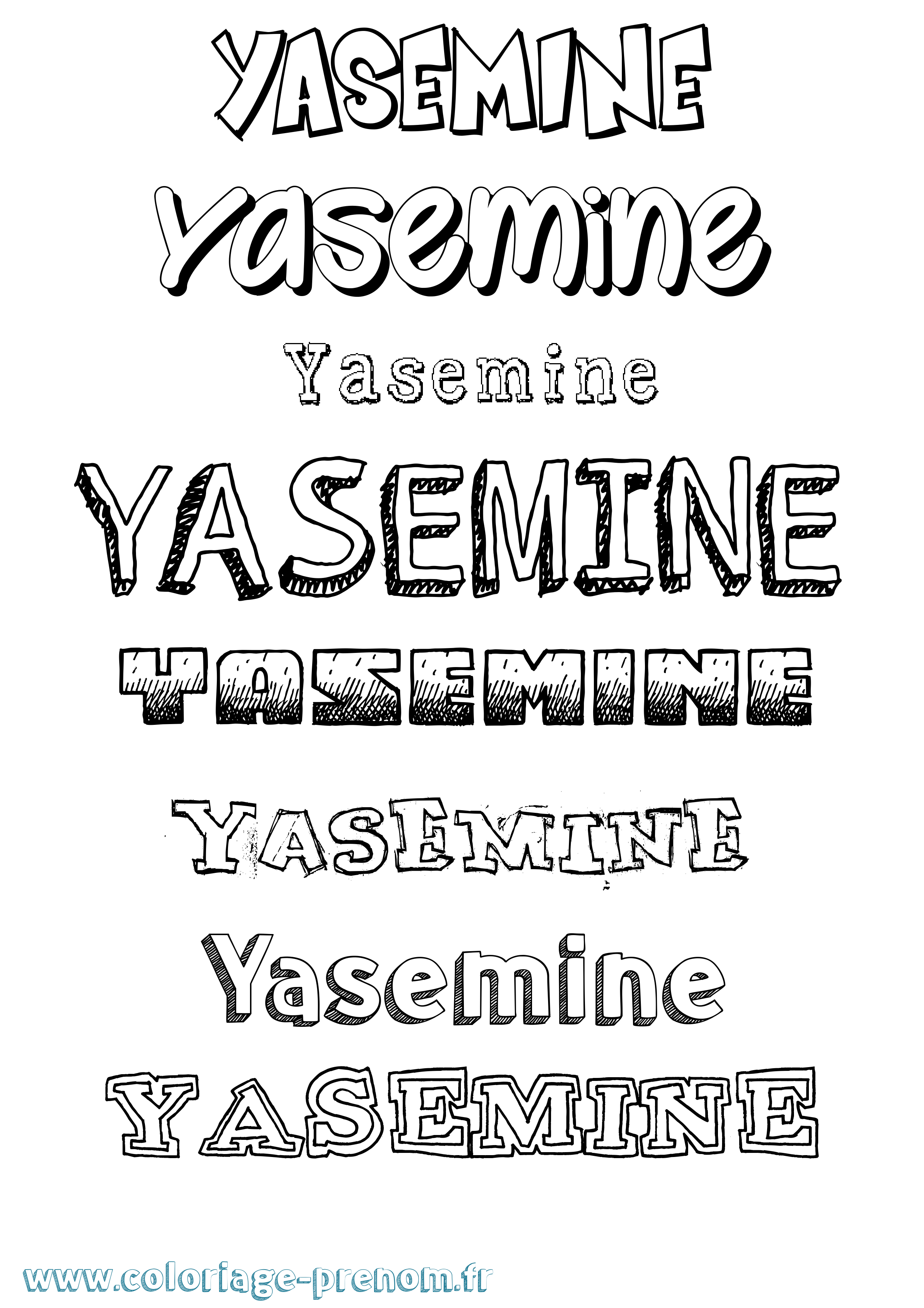 Coloriage prénom Yasemine Dessiné