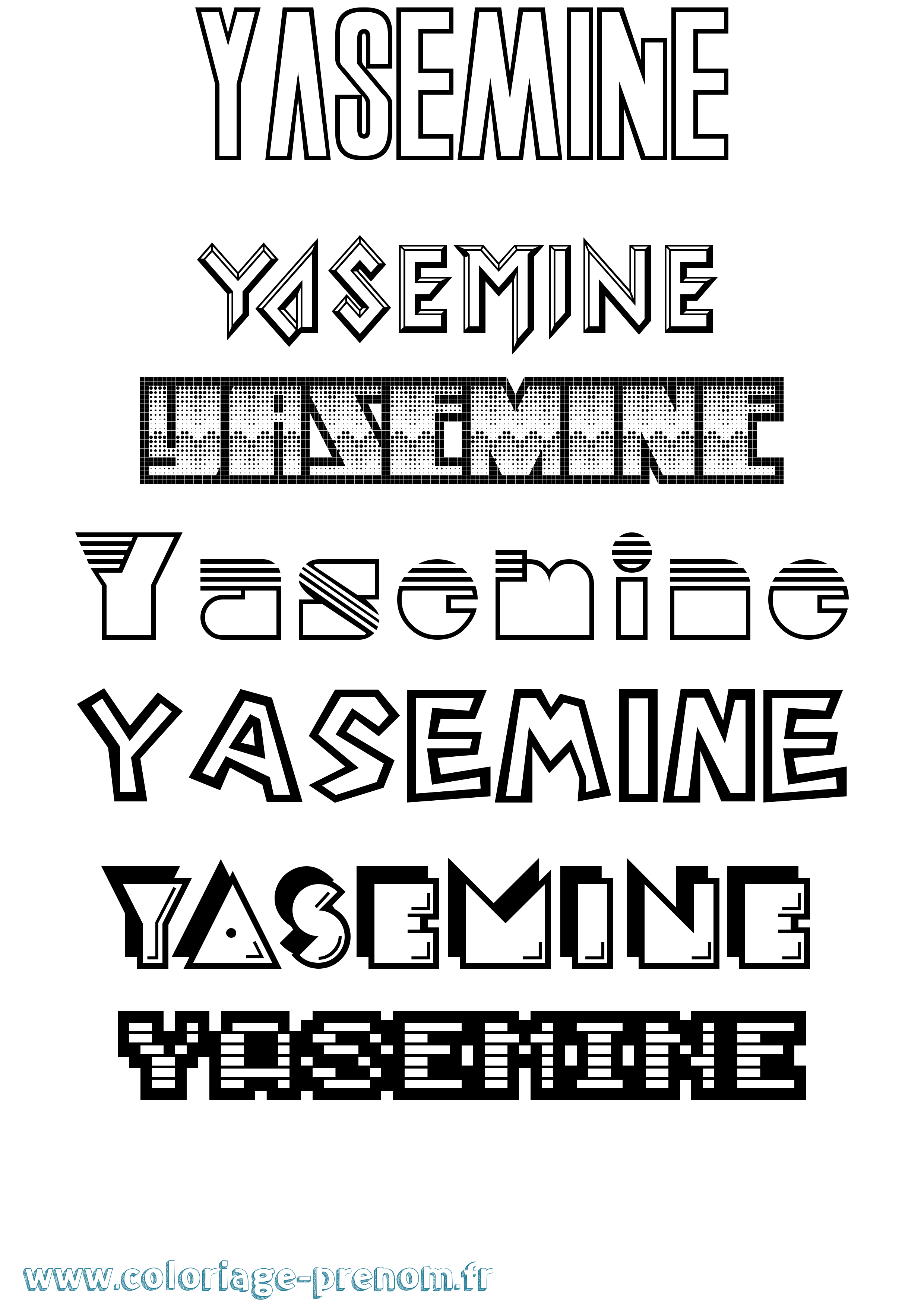Coloriage prénom Yasemine Jeux Vidéos