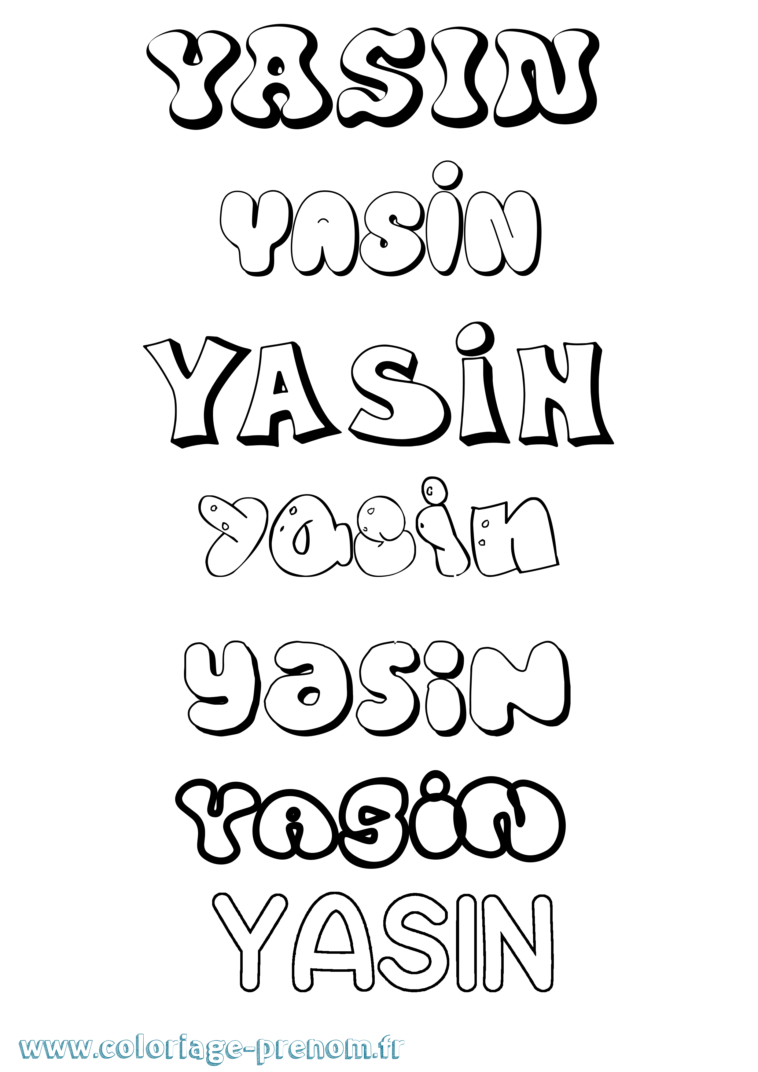 Coloriage Yasin Coloriage prénom Yasin