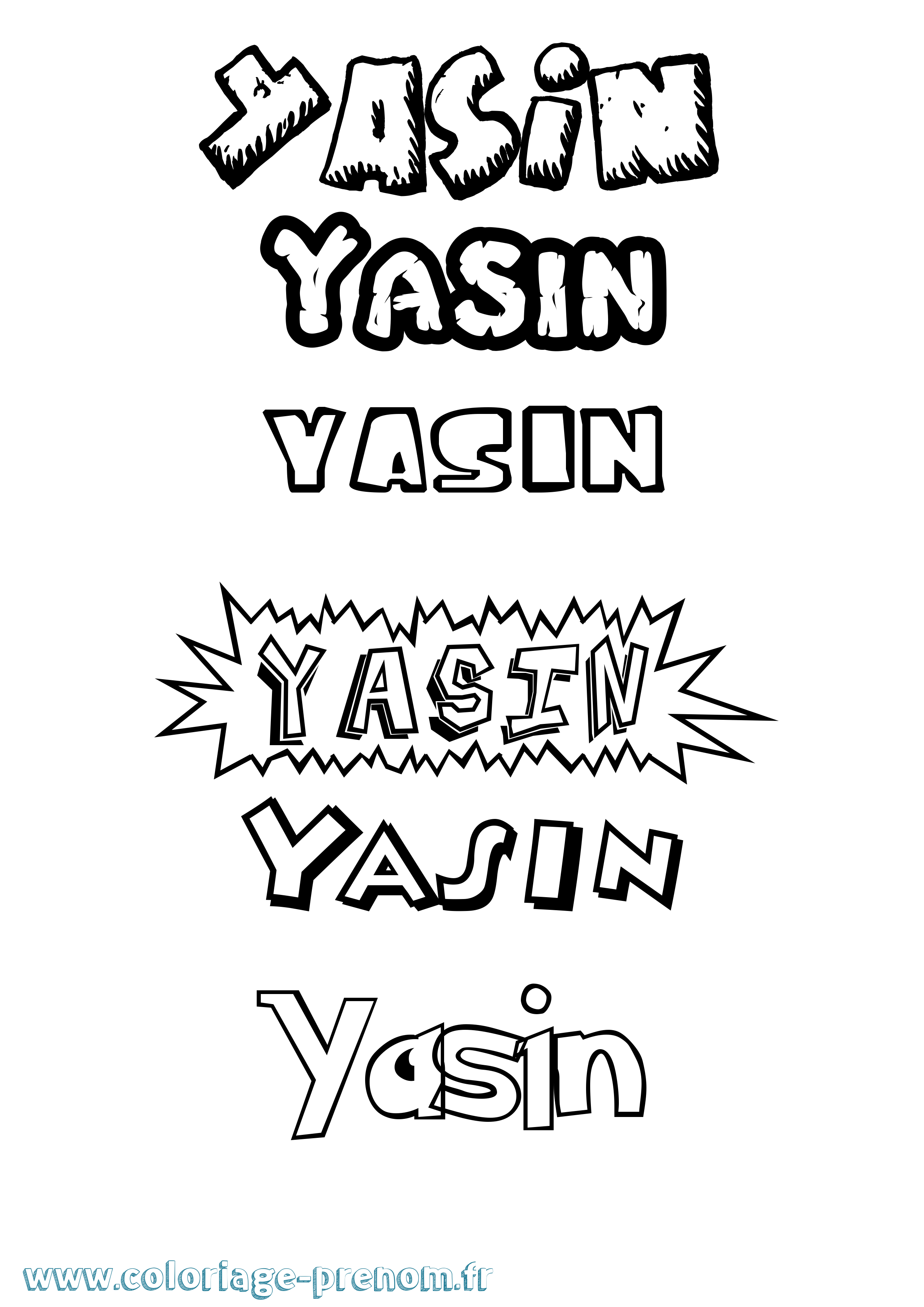 Coloriage prénom Yasin Dessin Animé