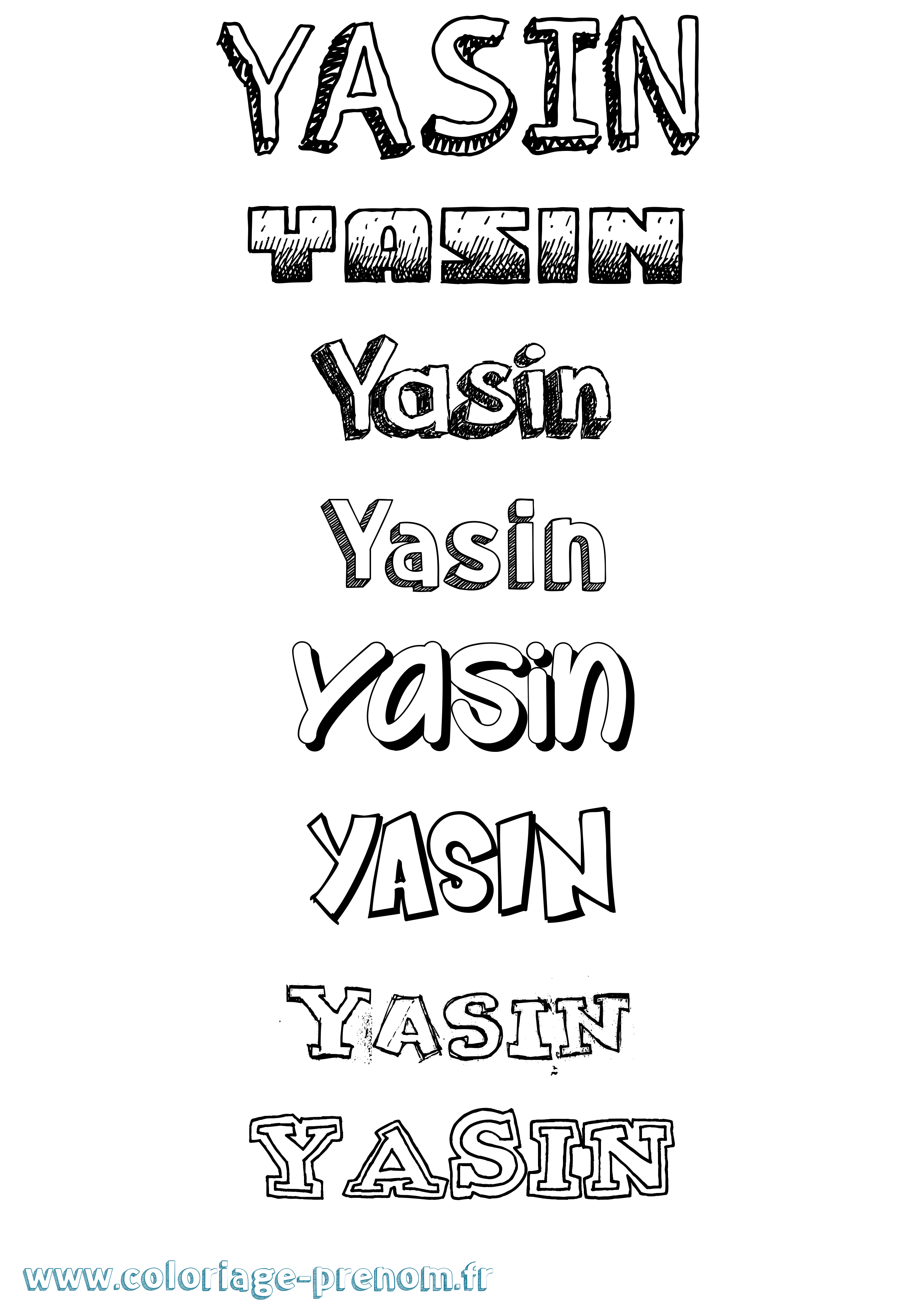Coloriage prénom Yasin Dessiné