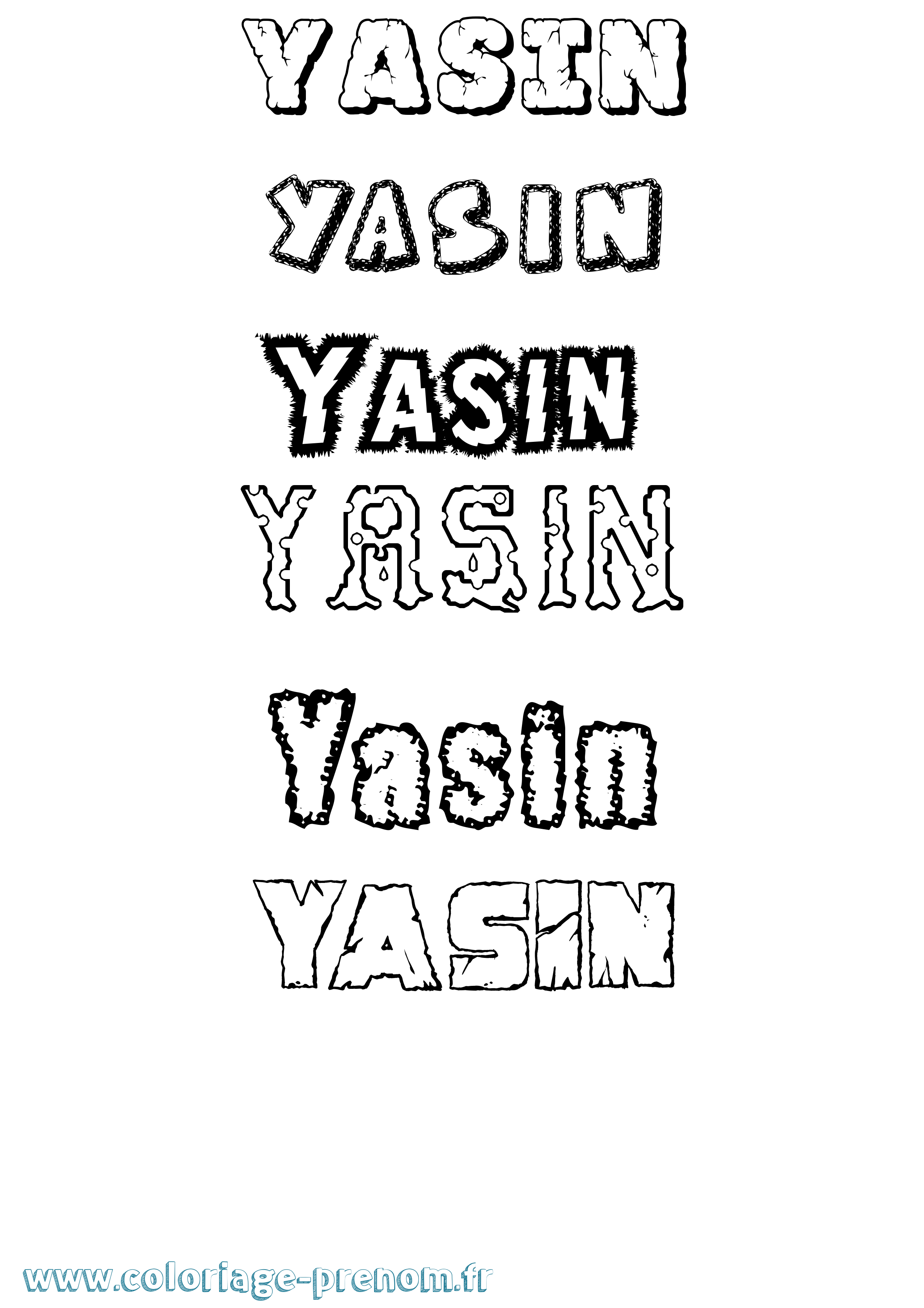 Coloriage prénom Yasin Destructuré