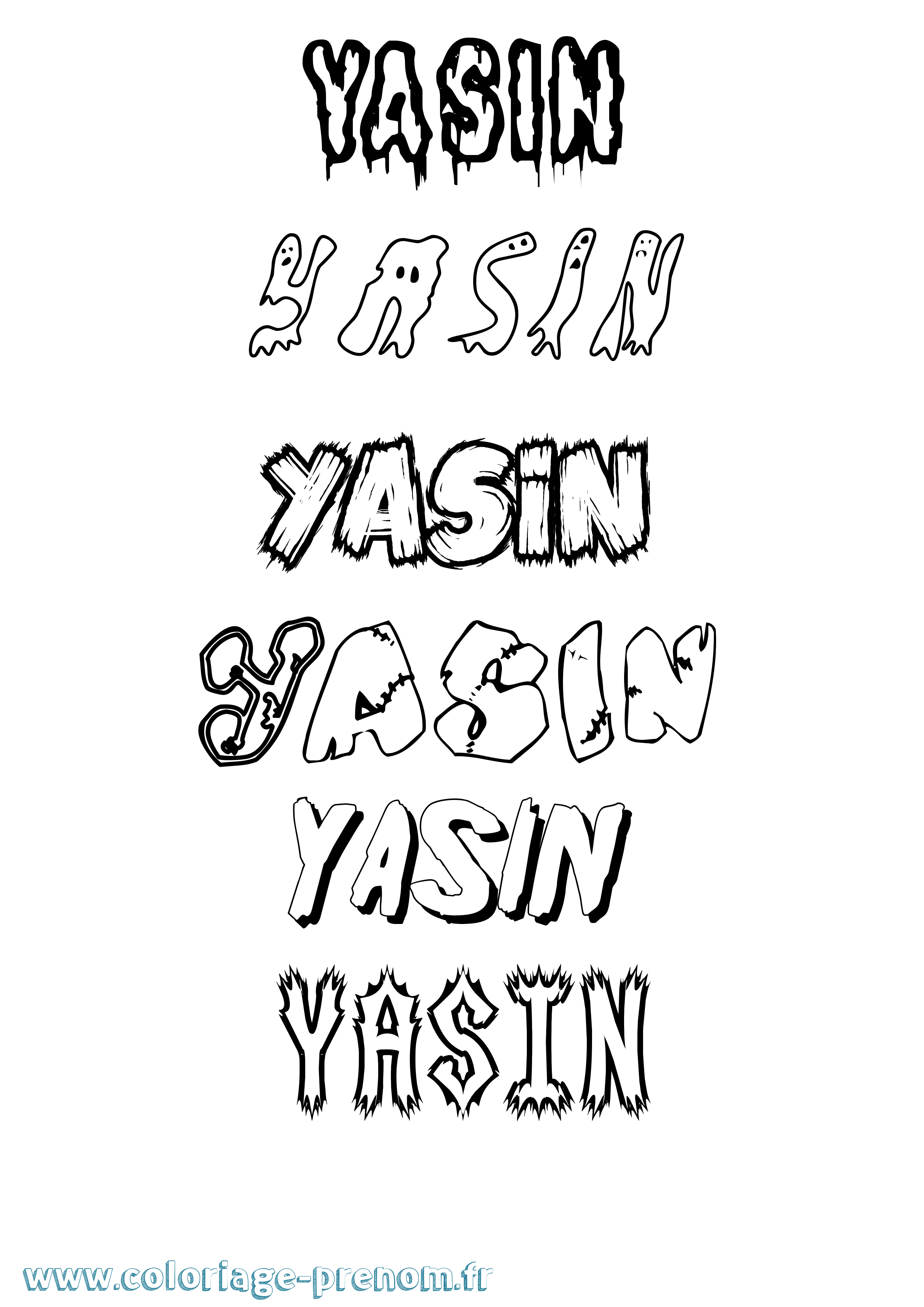 Coloriage prénom Yasin Frisson