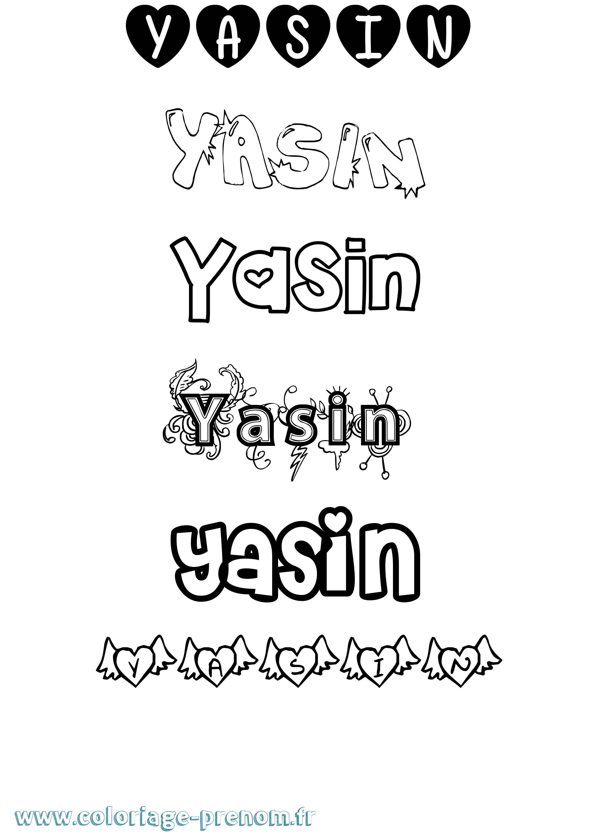 Coloriage Yasin Coloriage prénom Yasin