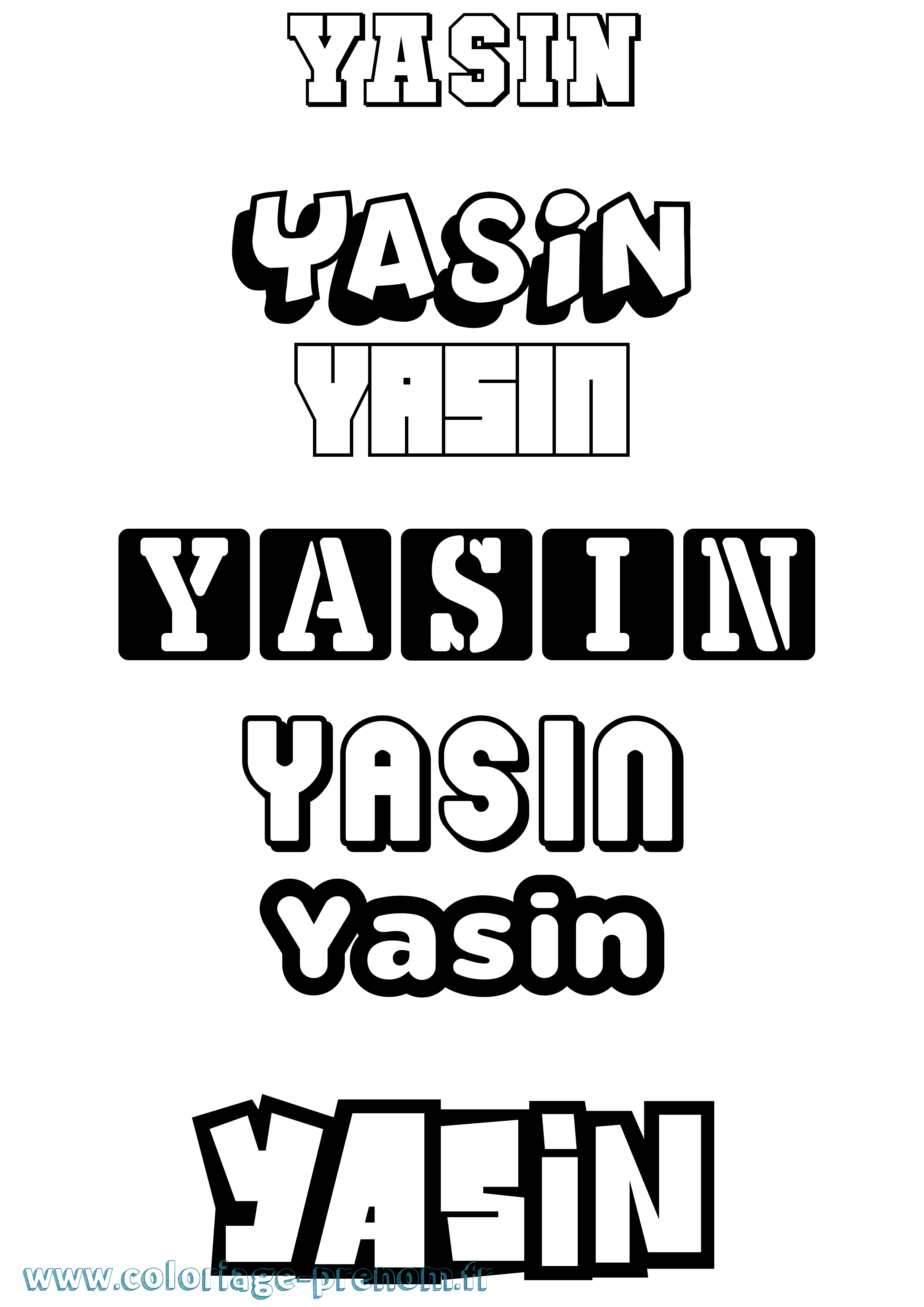 Coloriage prénom Yasin Simple