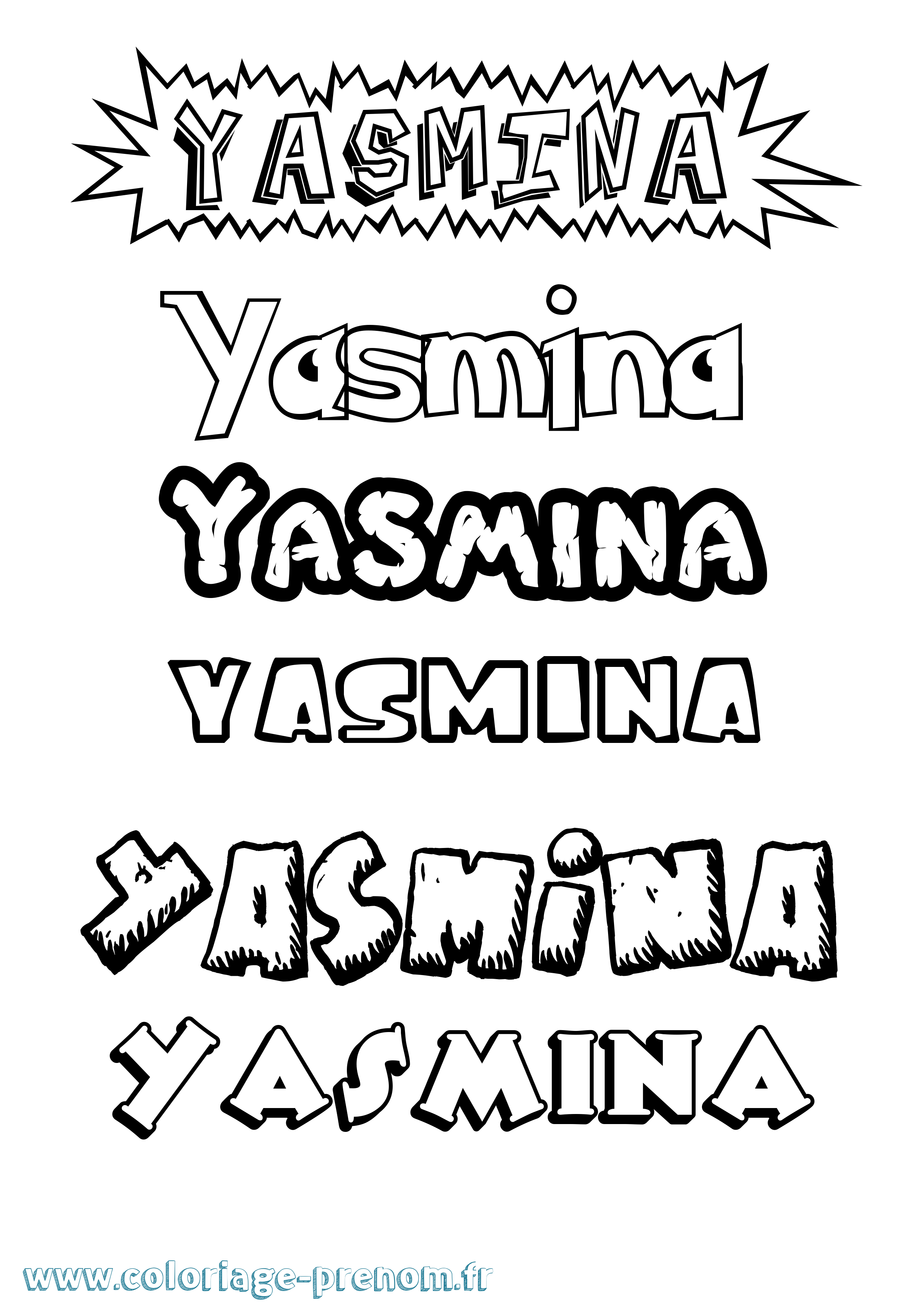 Coloriage Yasmina Coloriage prénom Yasmina