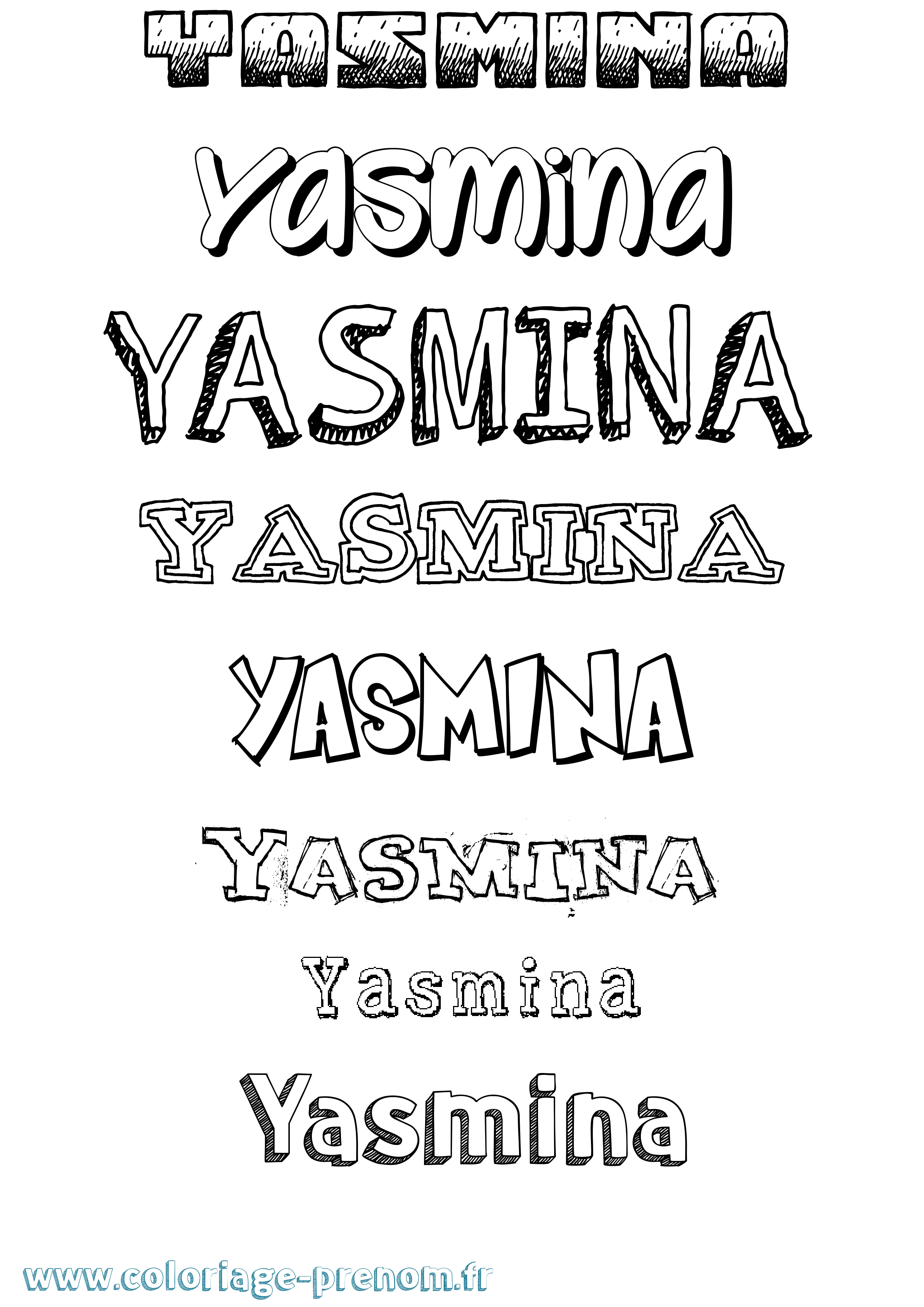 Coloriage Yasmina Coloriage prénom Yasmina