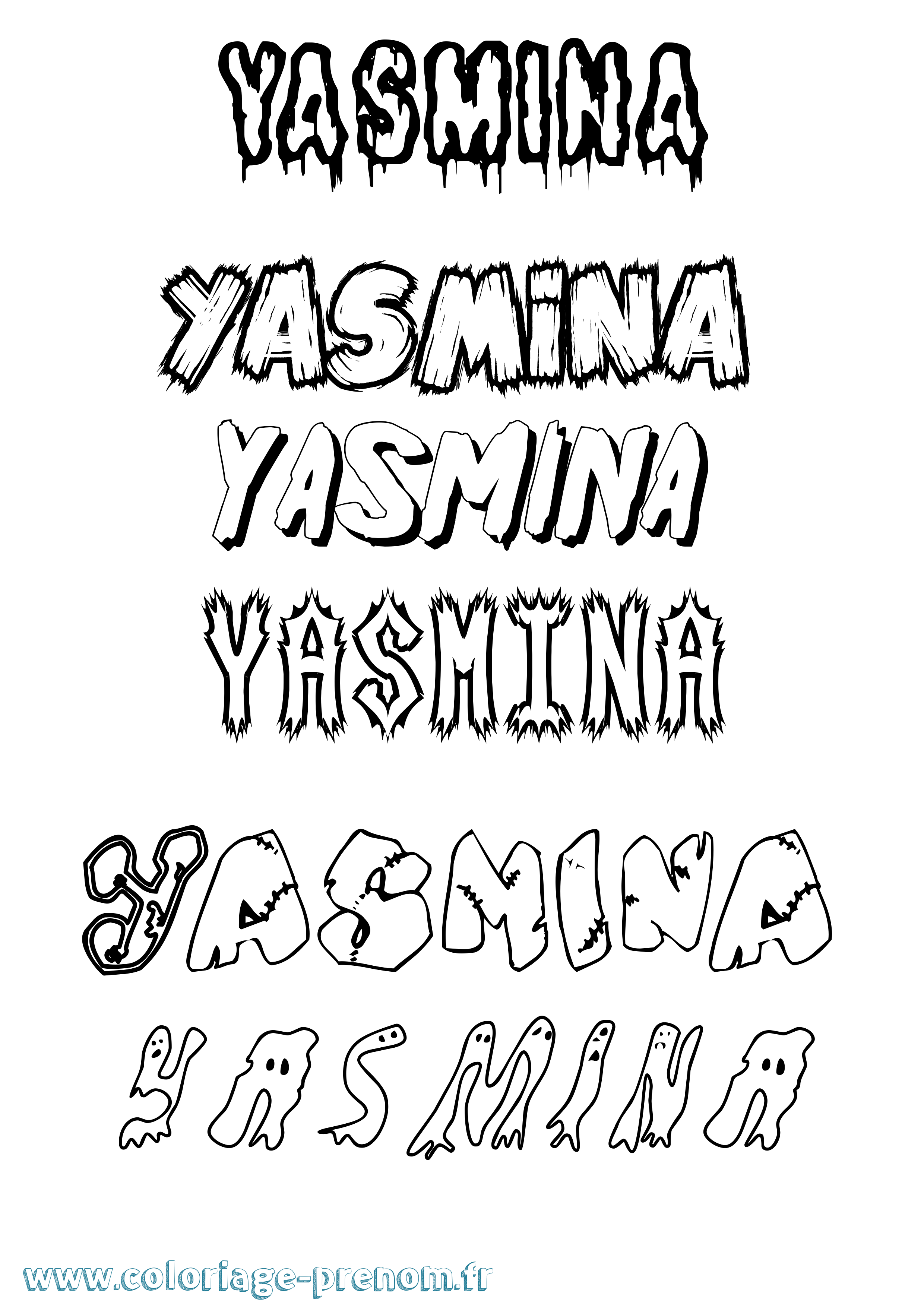Coloriage prénom Yasmina Frisson