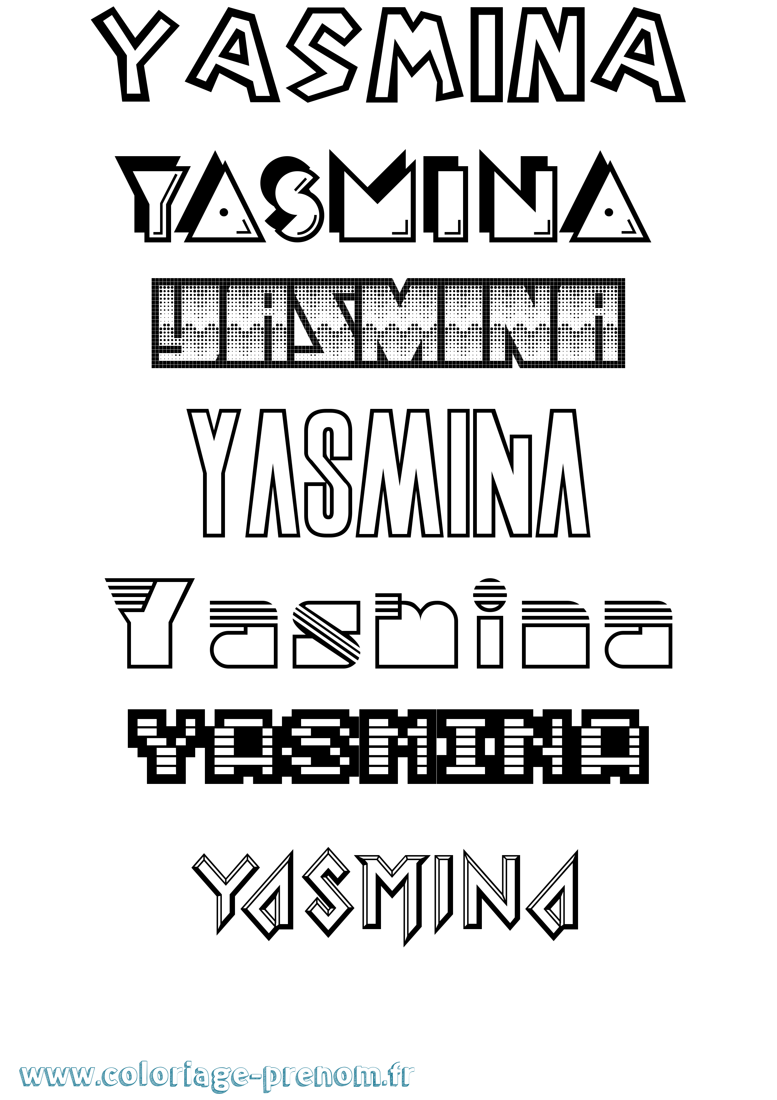 Coloriage prénom Yasmina