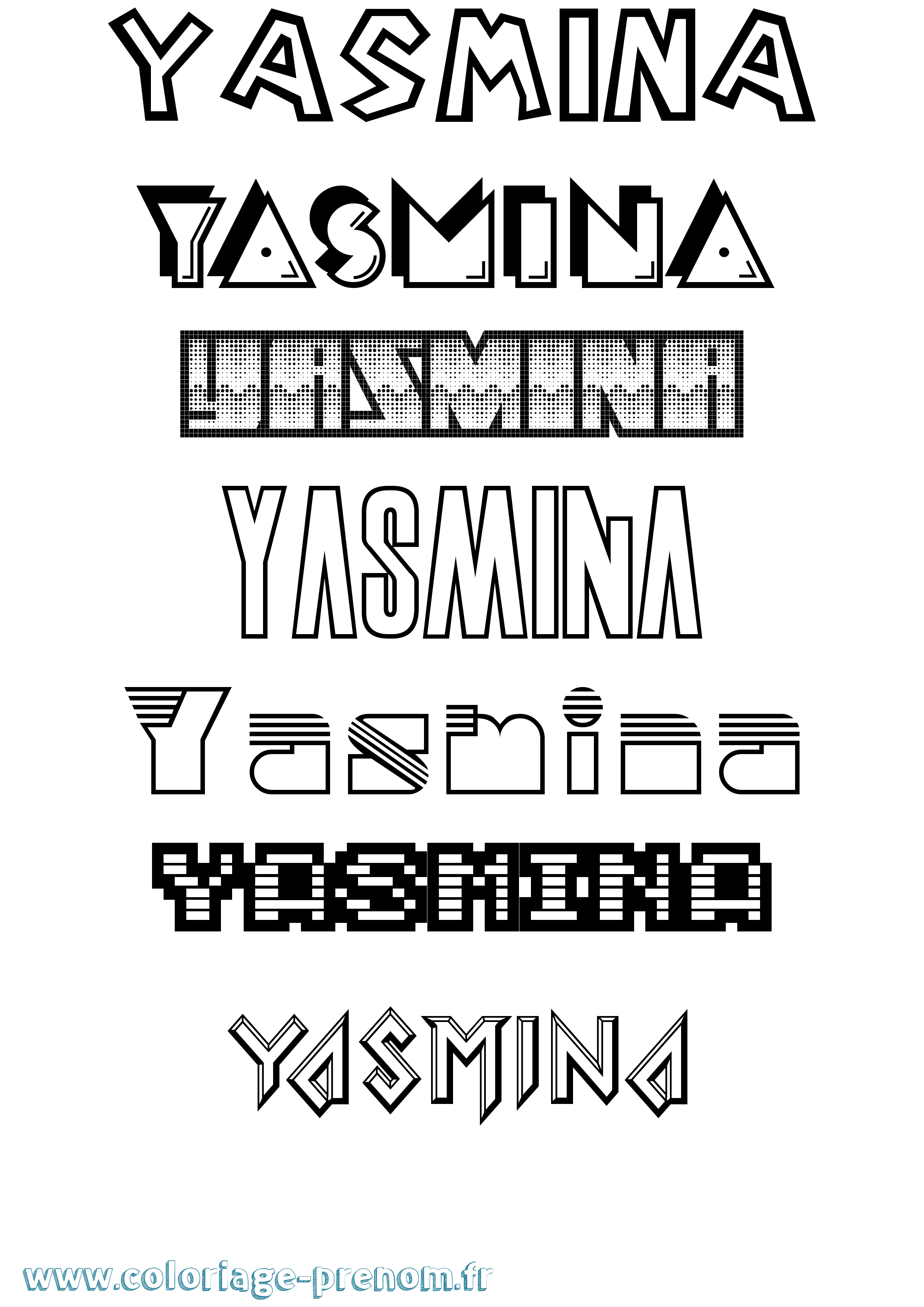 Coloriage Yasmina Coloriage prénom Yasmina