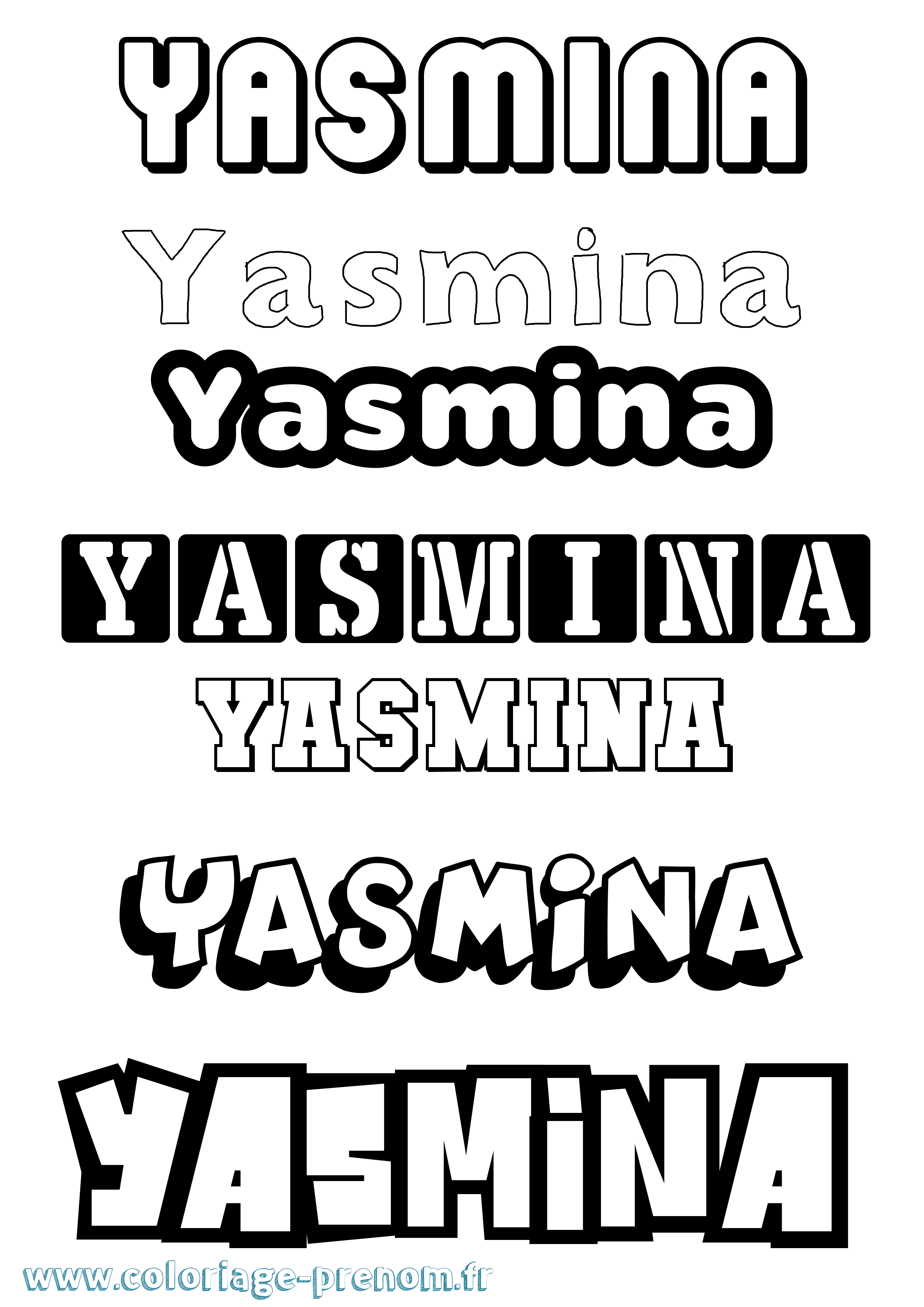 Coloriage prénom Yasmina Simple