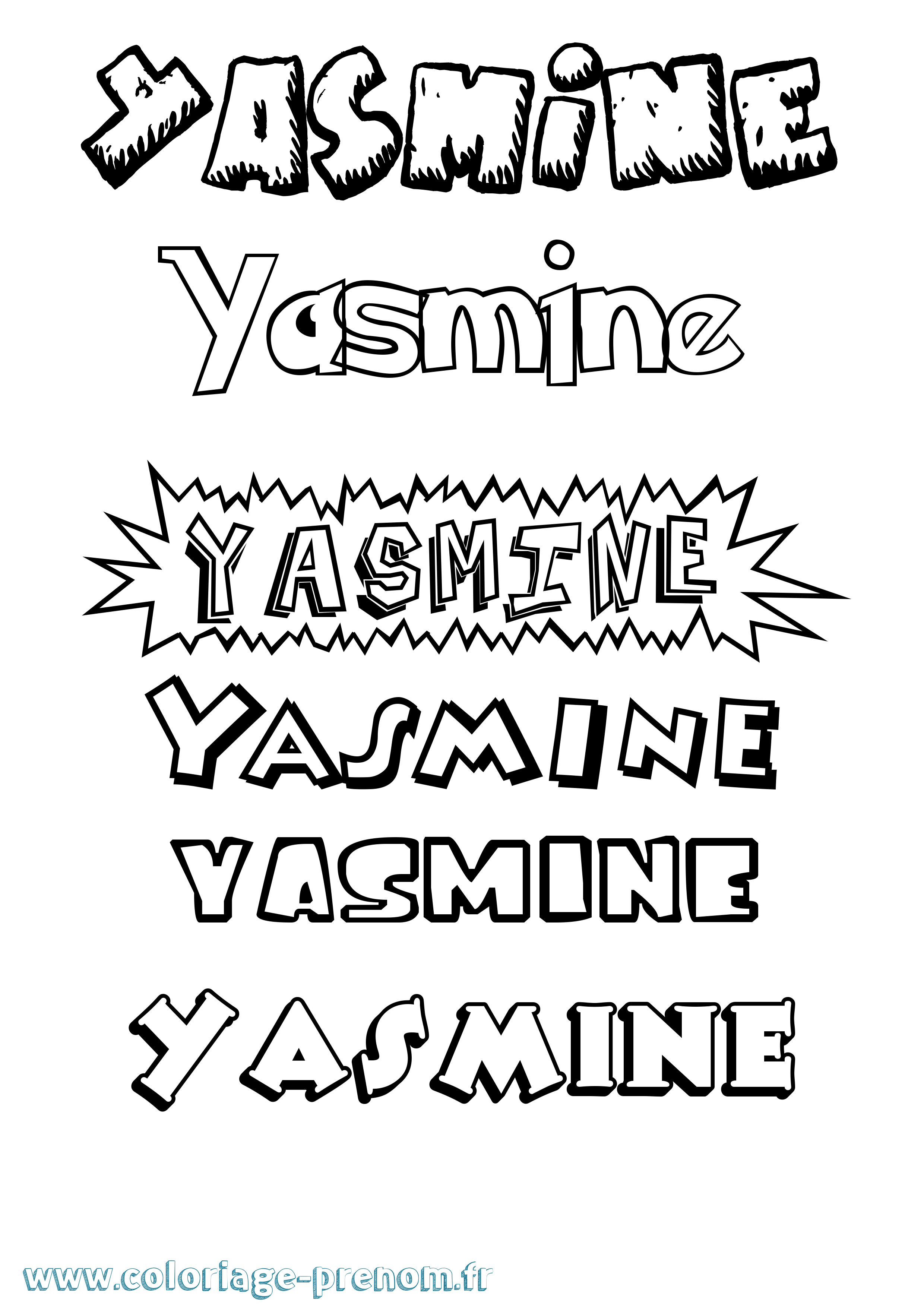 Coloriage prénom Yasmine Dessin Animé