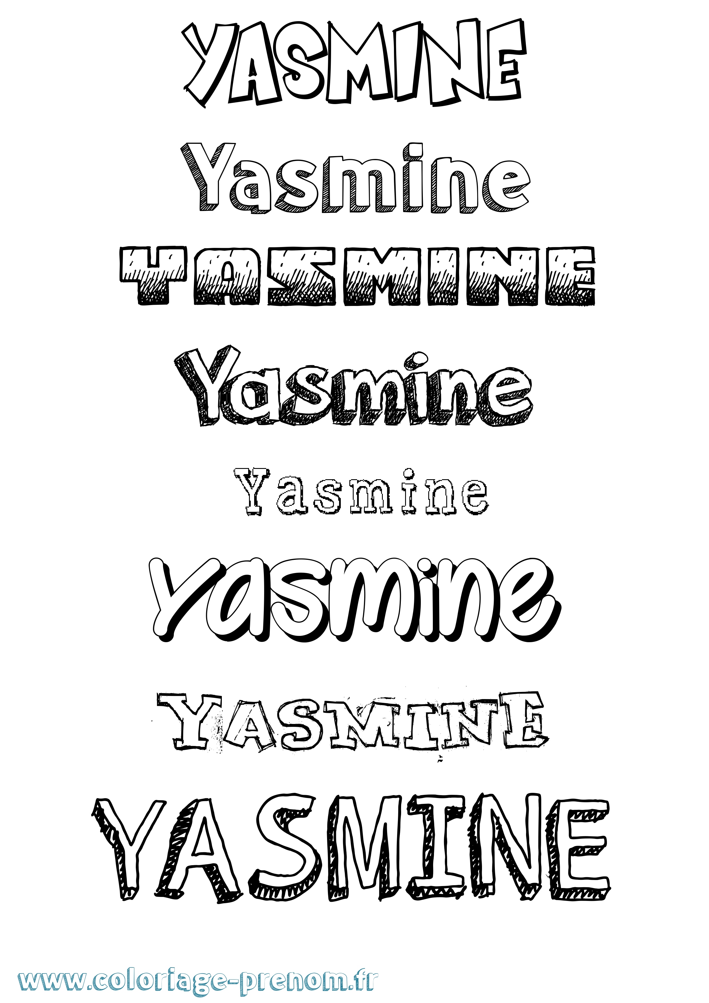 Coloriage prénom Yasmine Dessiné