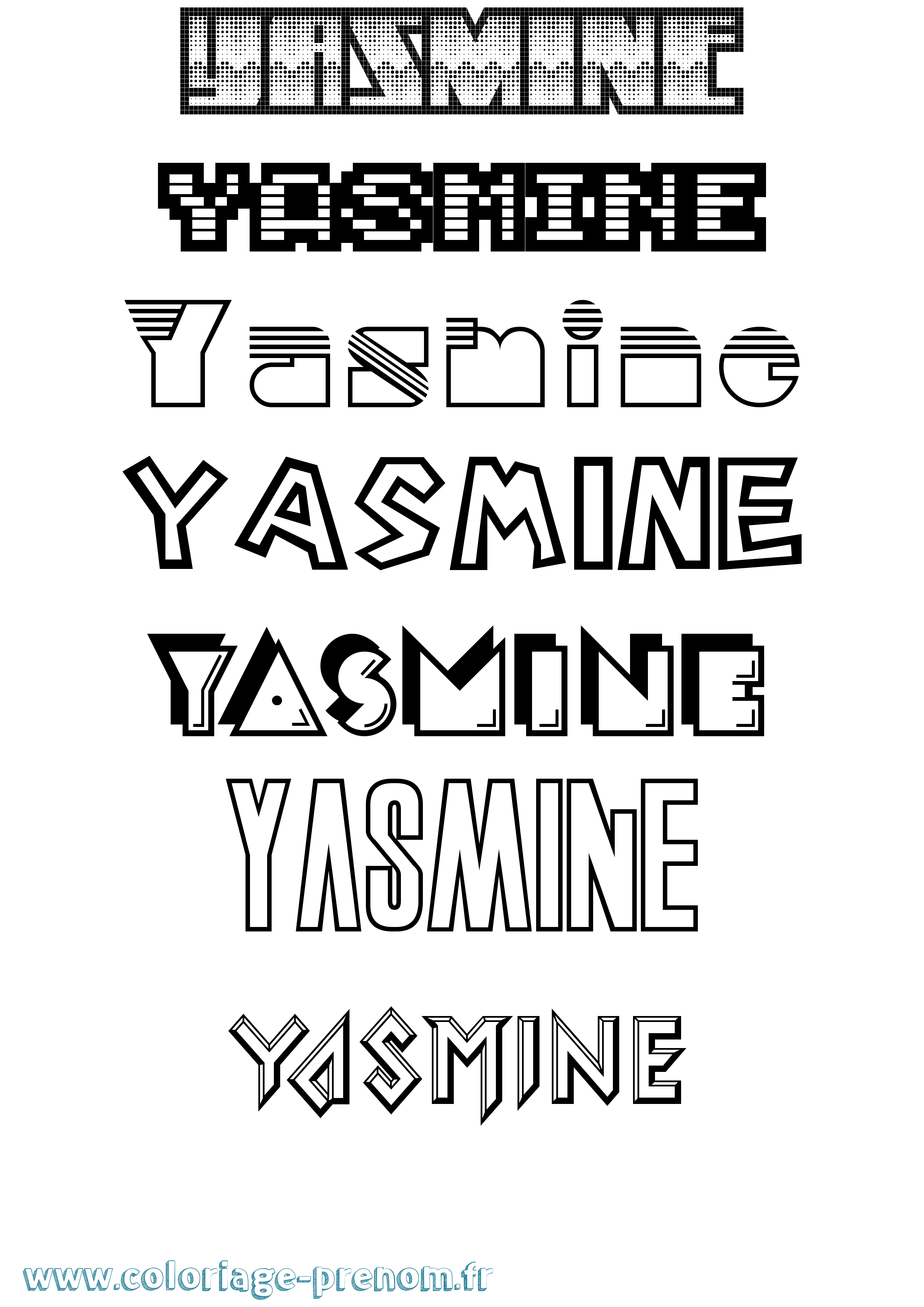 Coloriage prénom Yasmine Jeux Vidéos