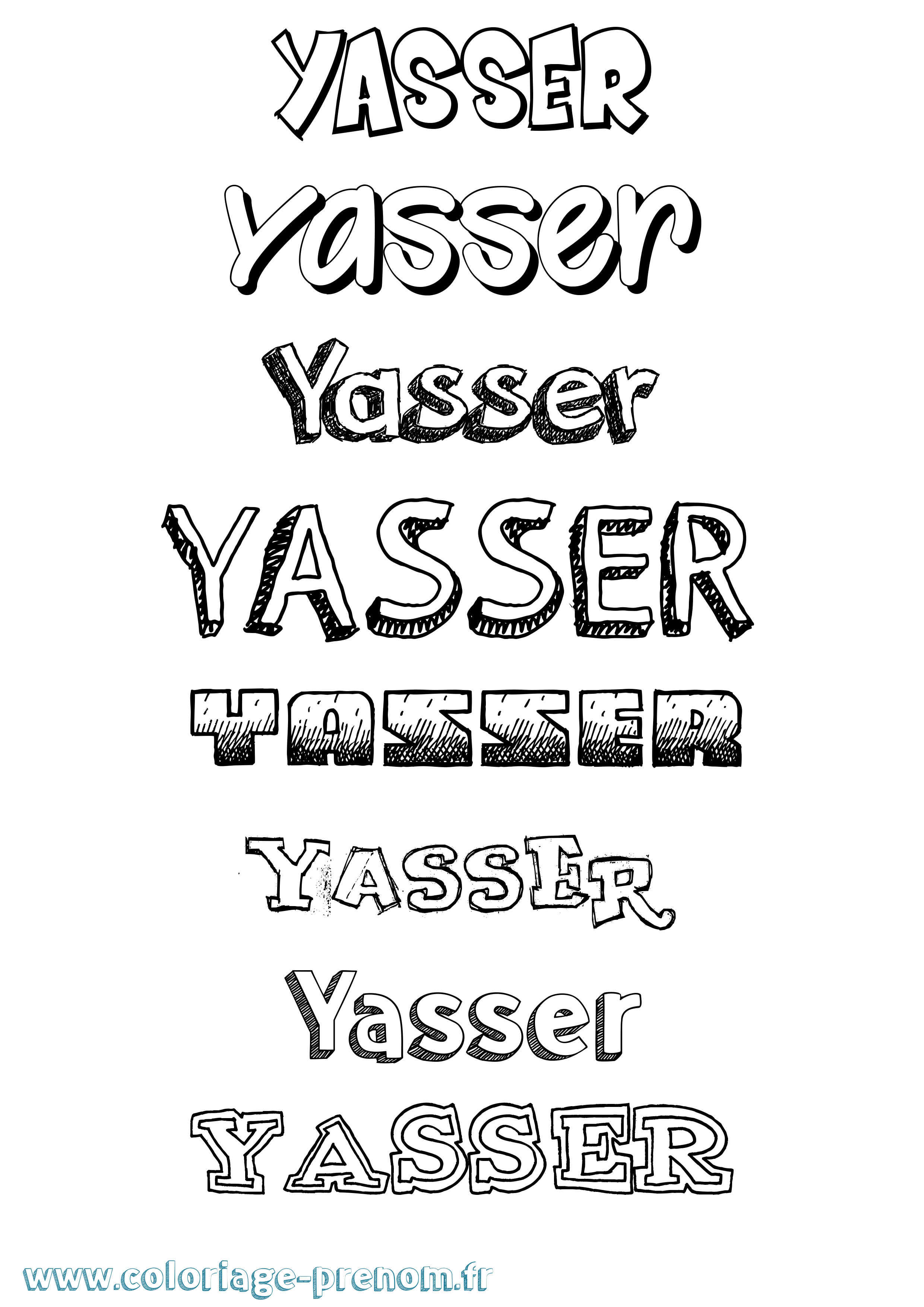 Coloriage prénom Yasser