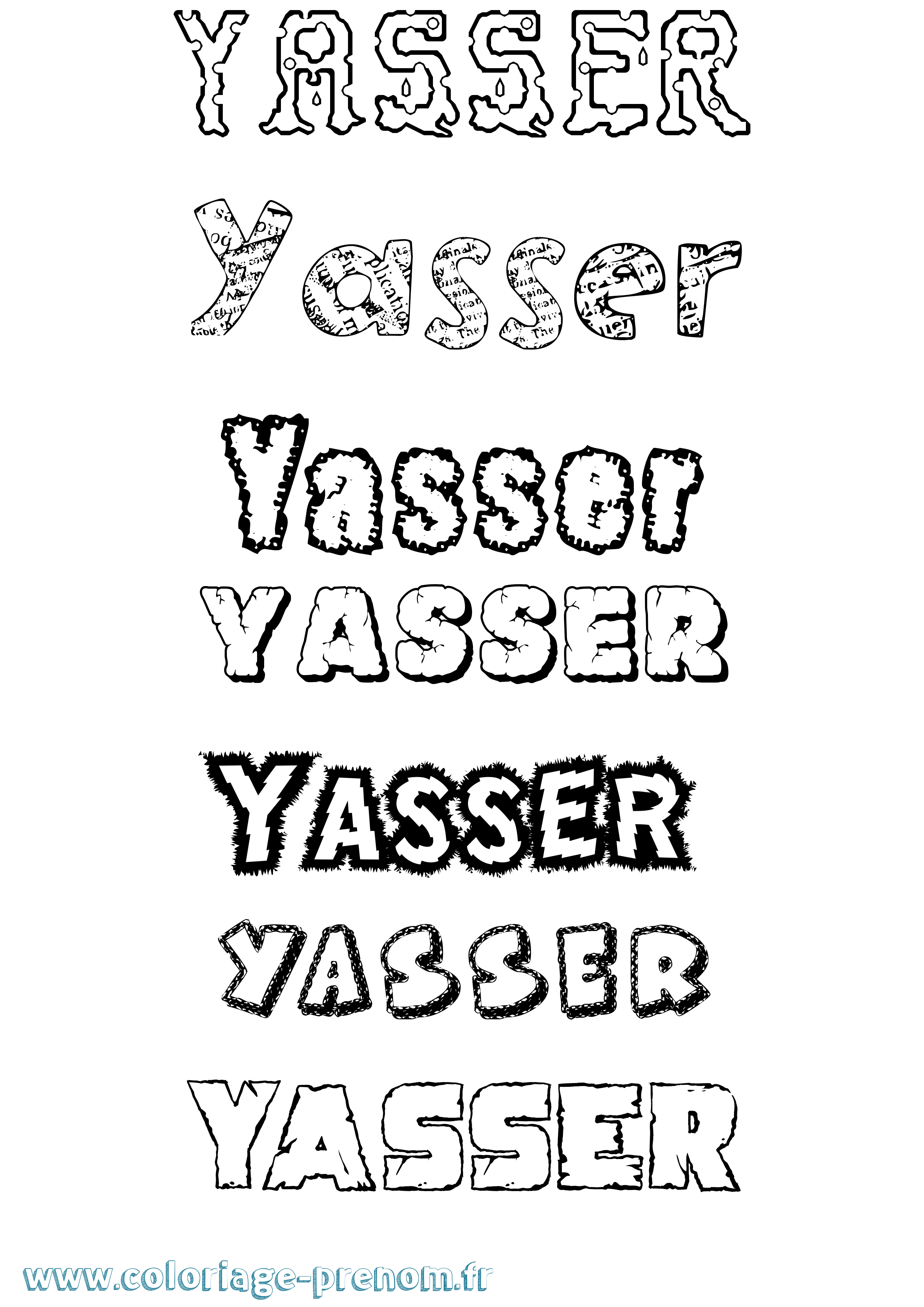 Coloriage prénom Yasser
