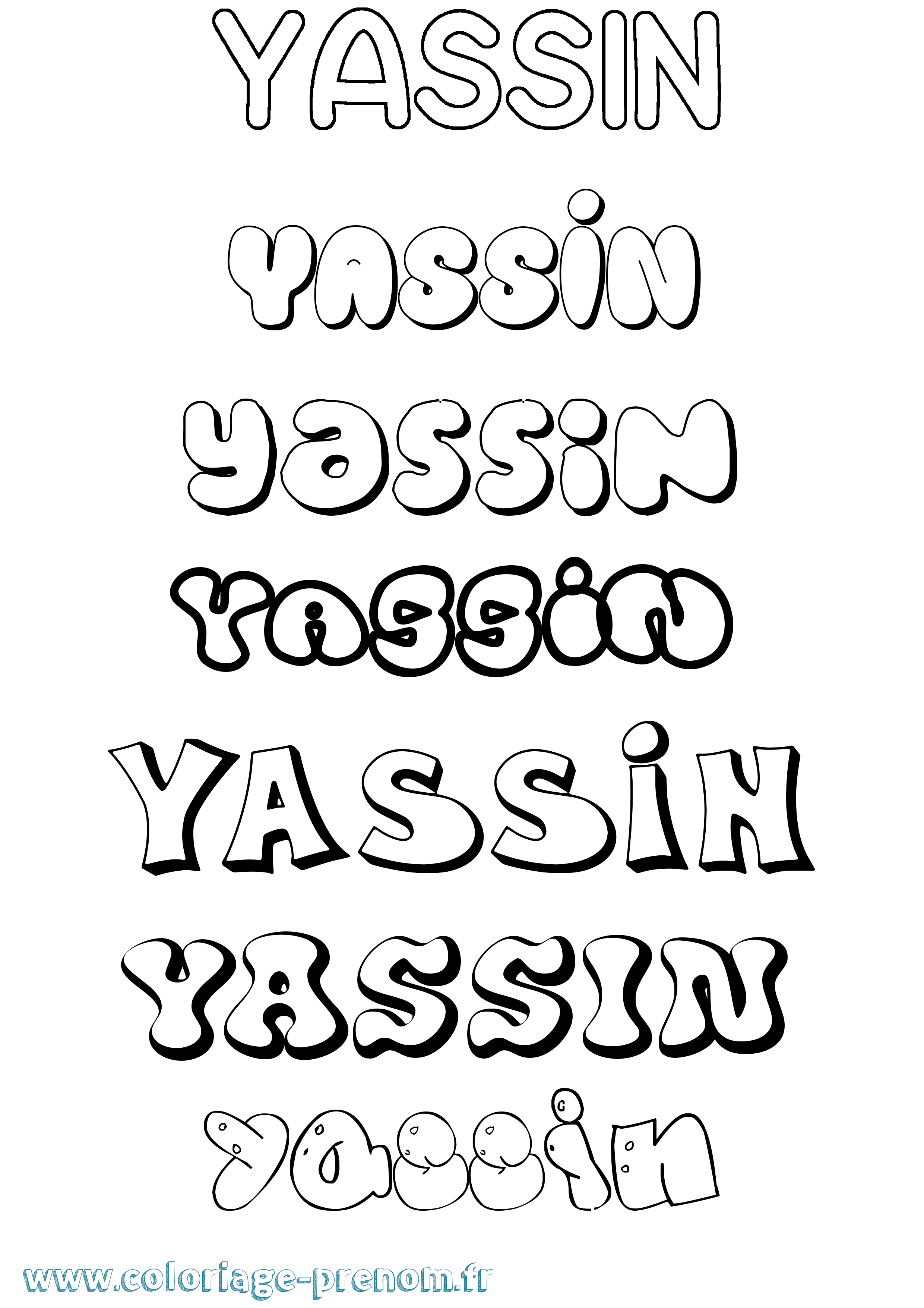 Coloriage prénom Yassin