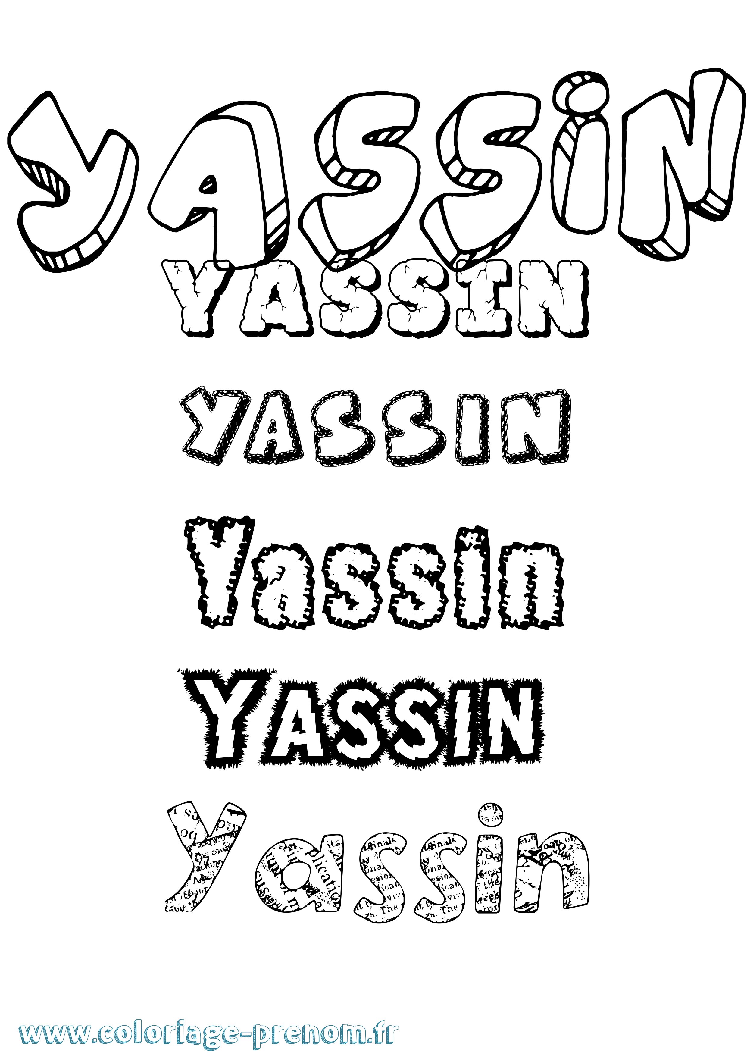 Coloriage prénom Yassin Destructuré