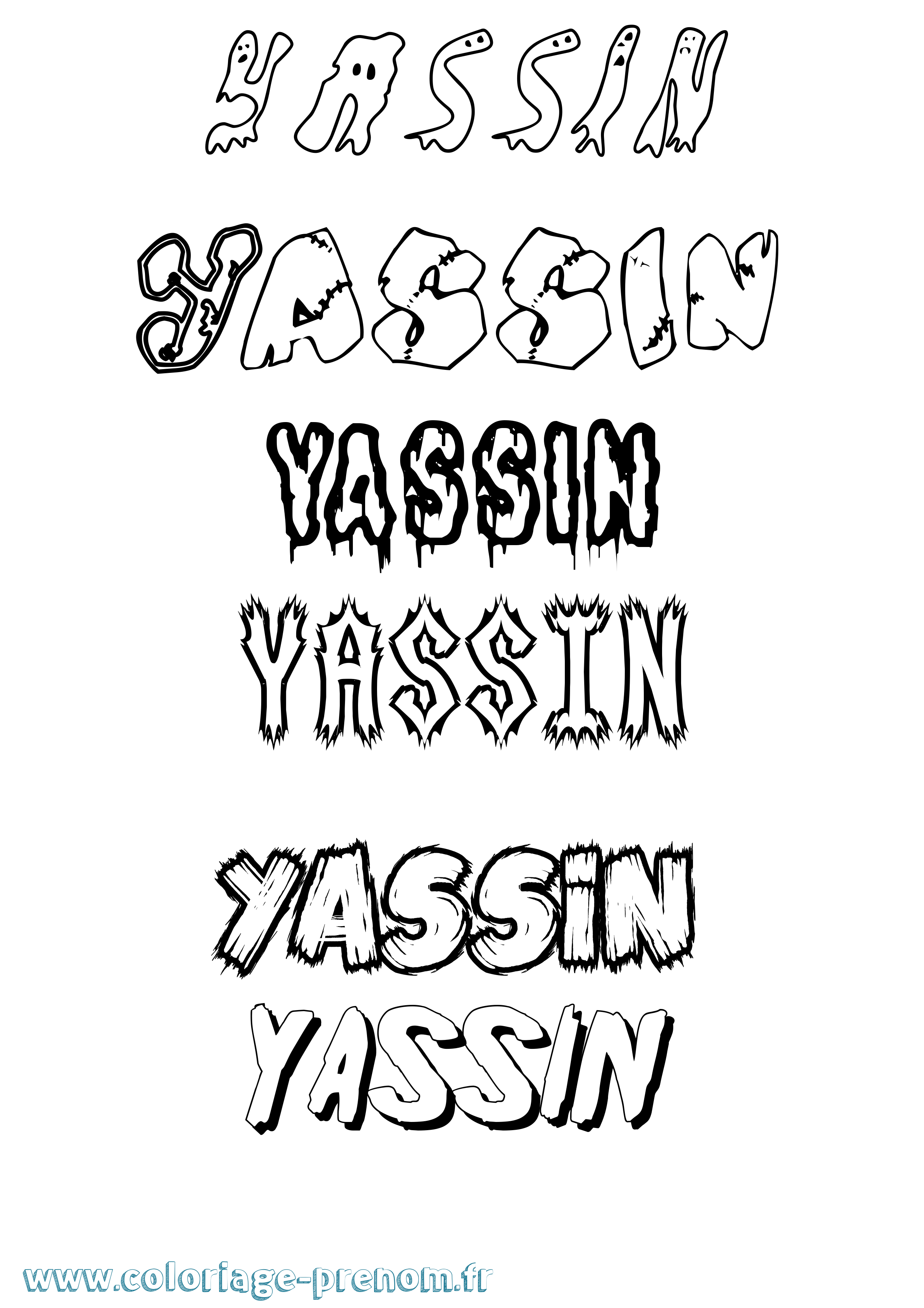 Coloriage prénom Yassin Frisson