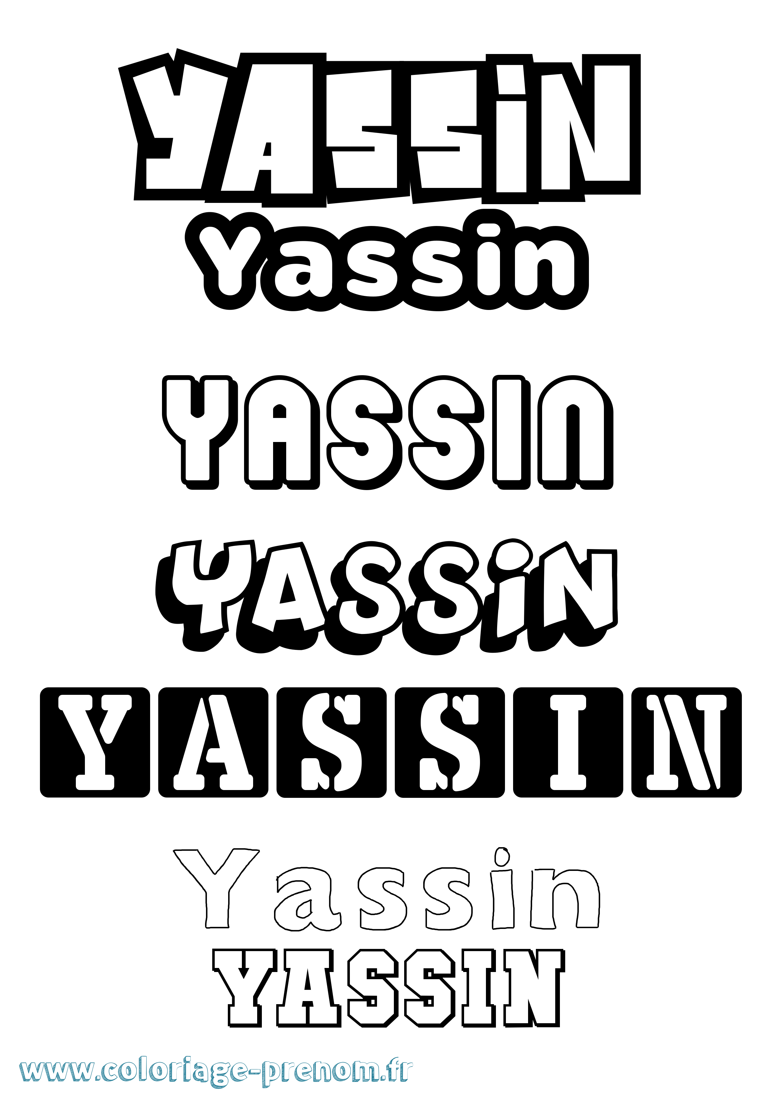 Coloriage prénom Yassin Simple