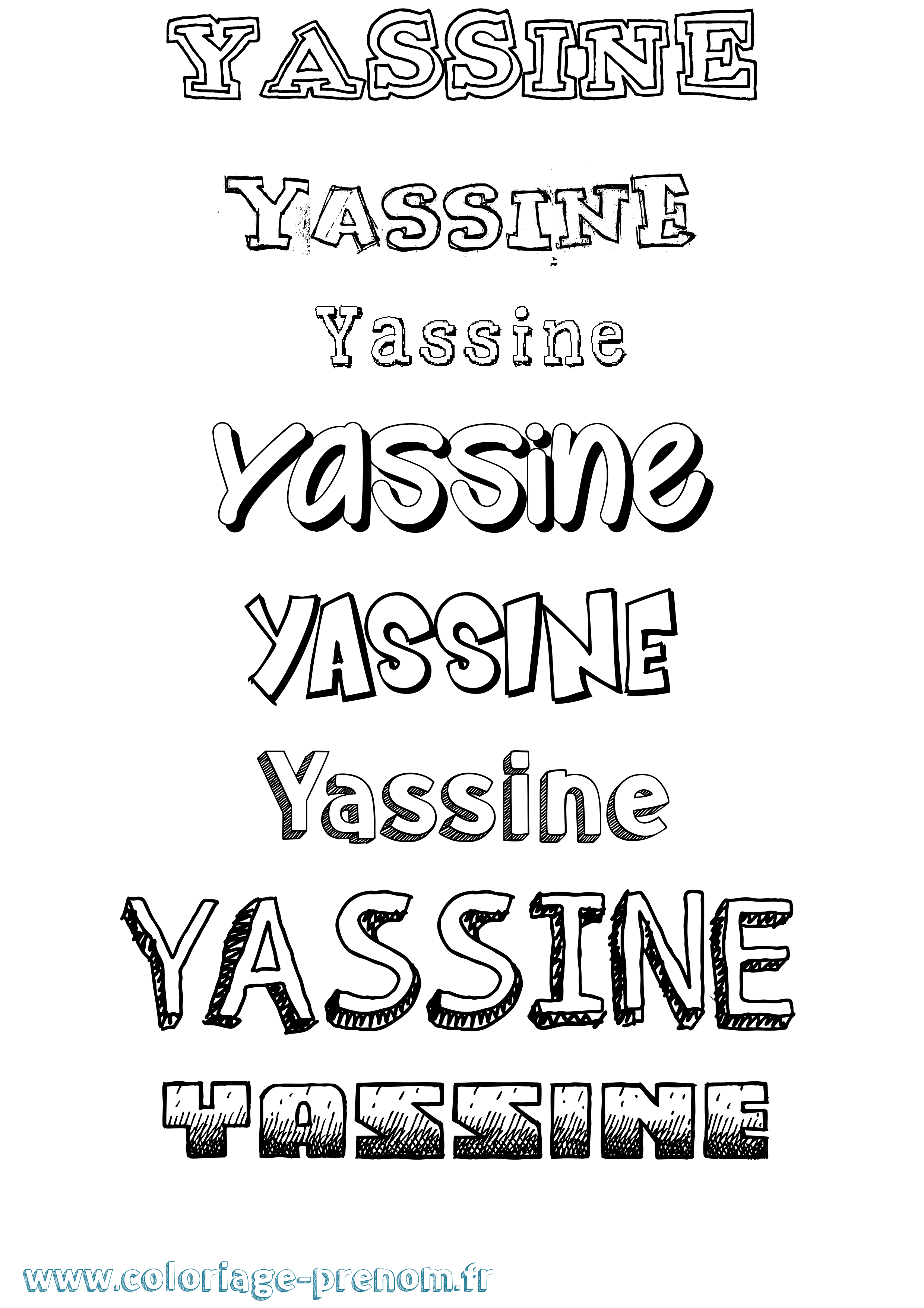 Coloriage prénom Yassine Dessiné
