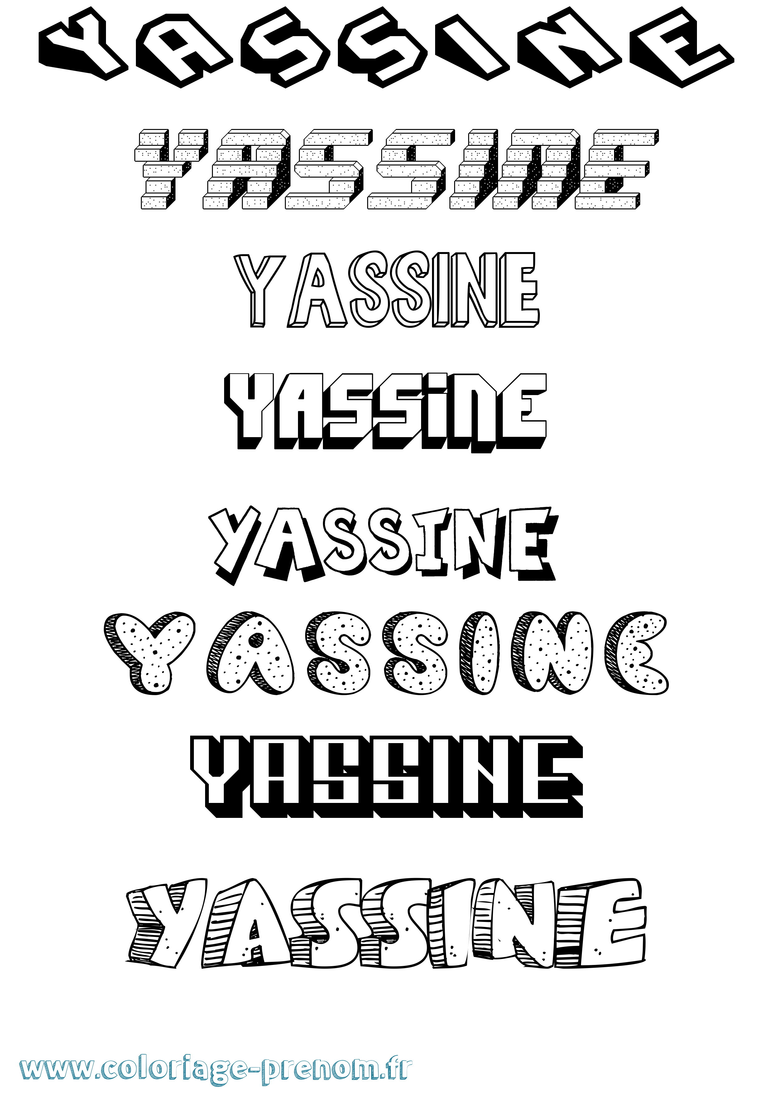 Coloriage prénom Yassine Effet 3D