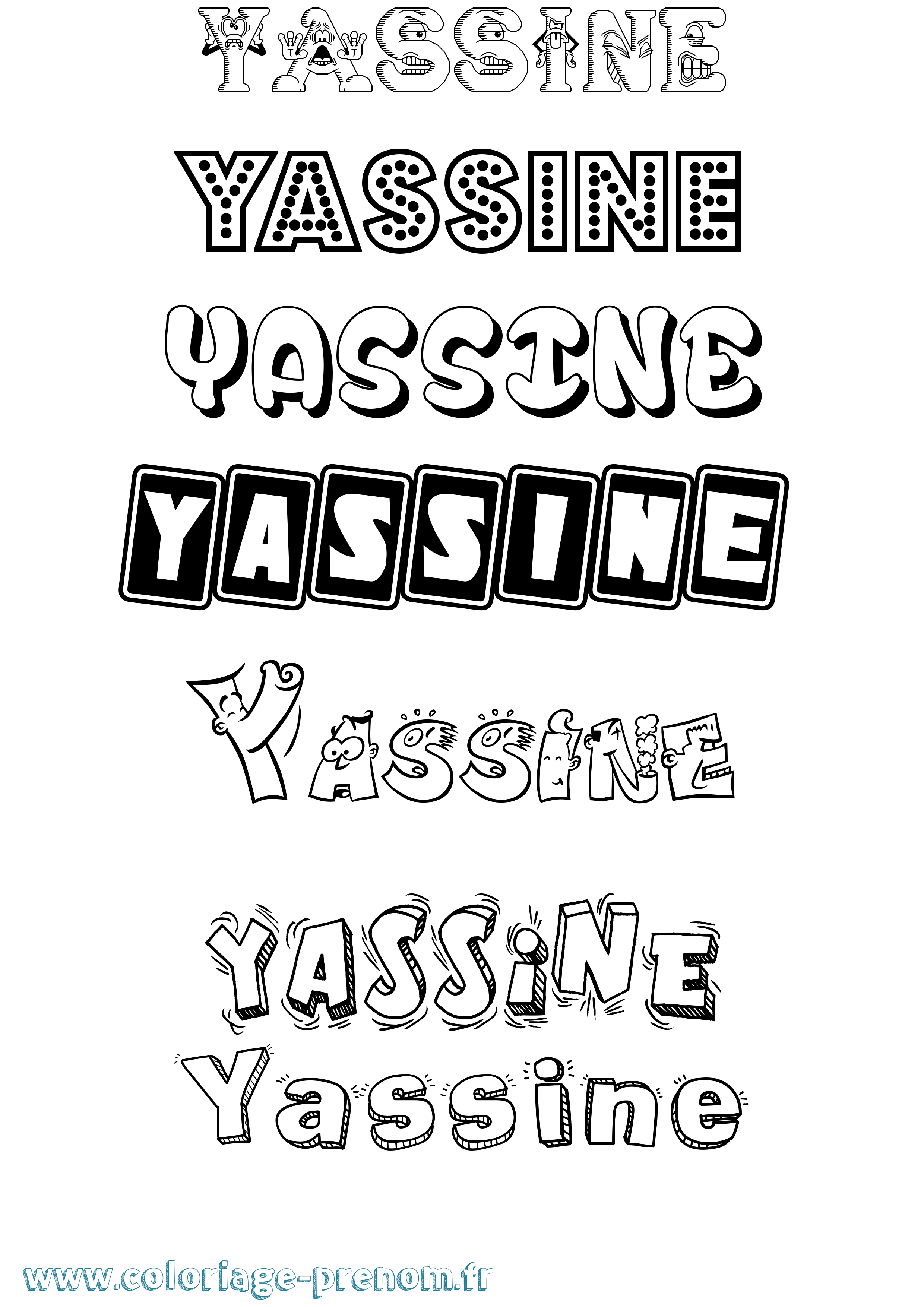 Coloriage prénom Yassine Fun