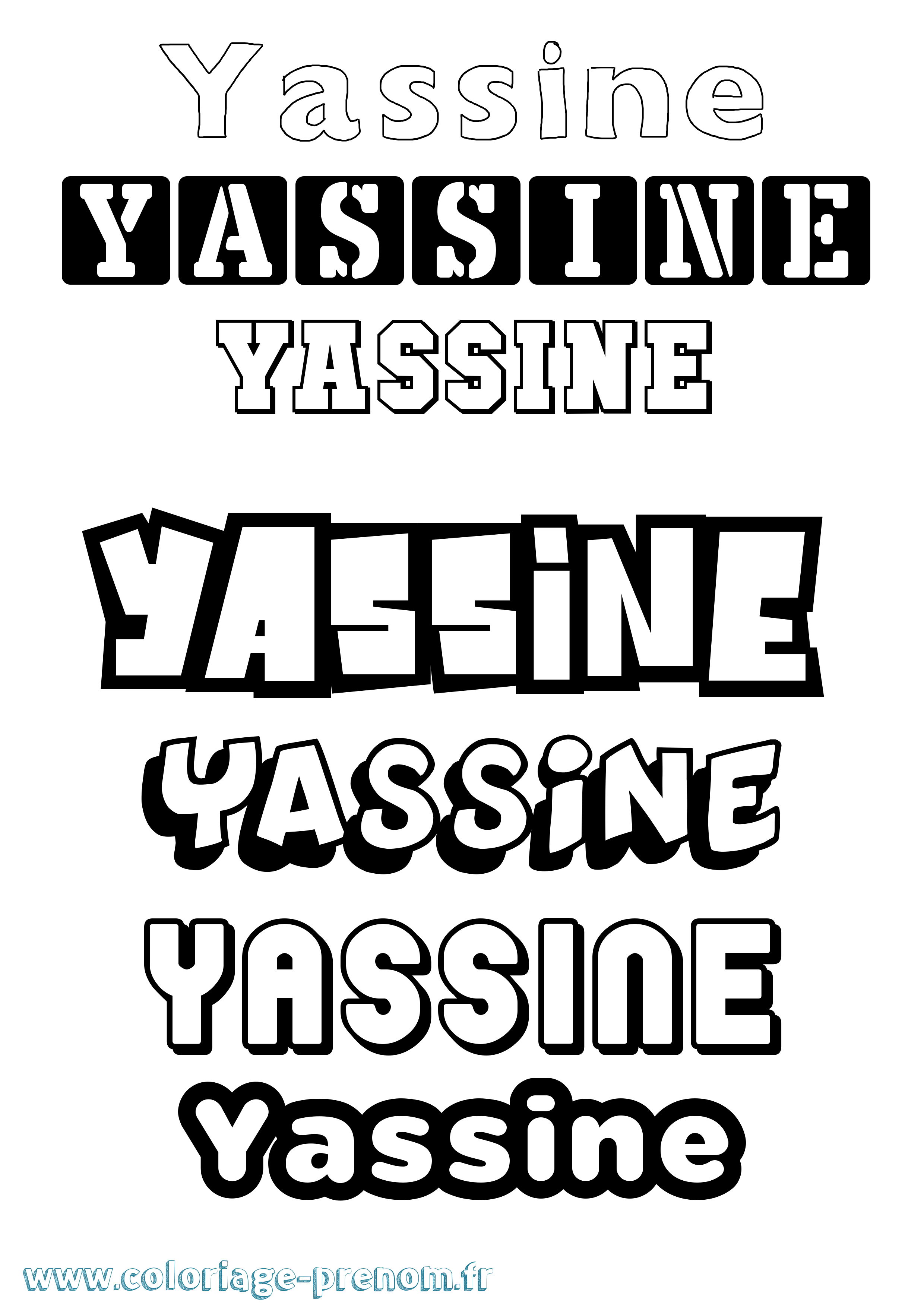 Coloriage prénom Yassine Simple