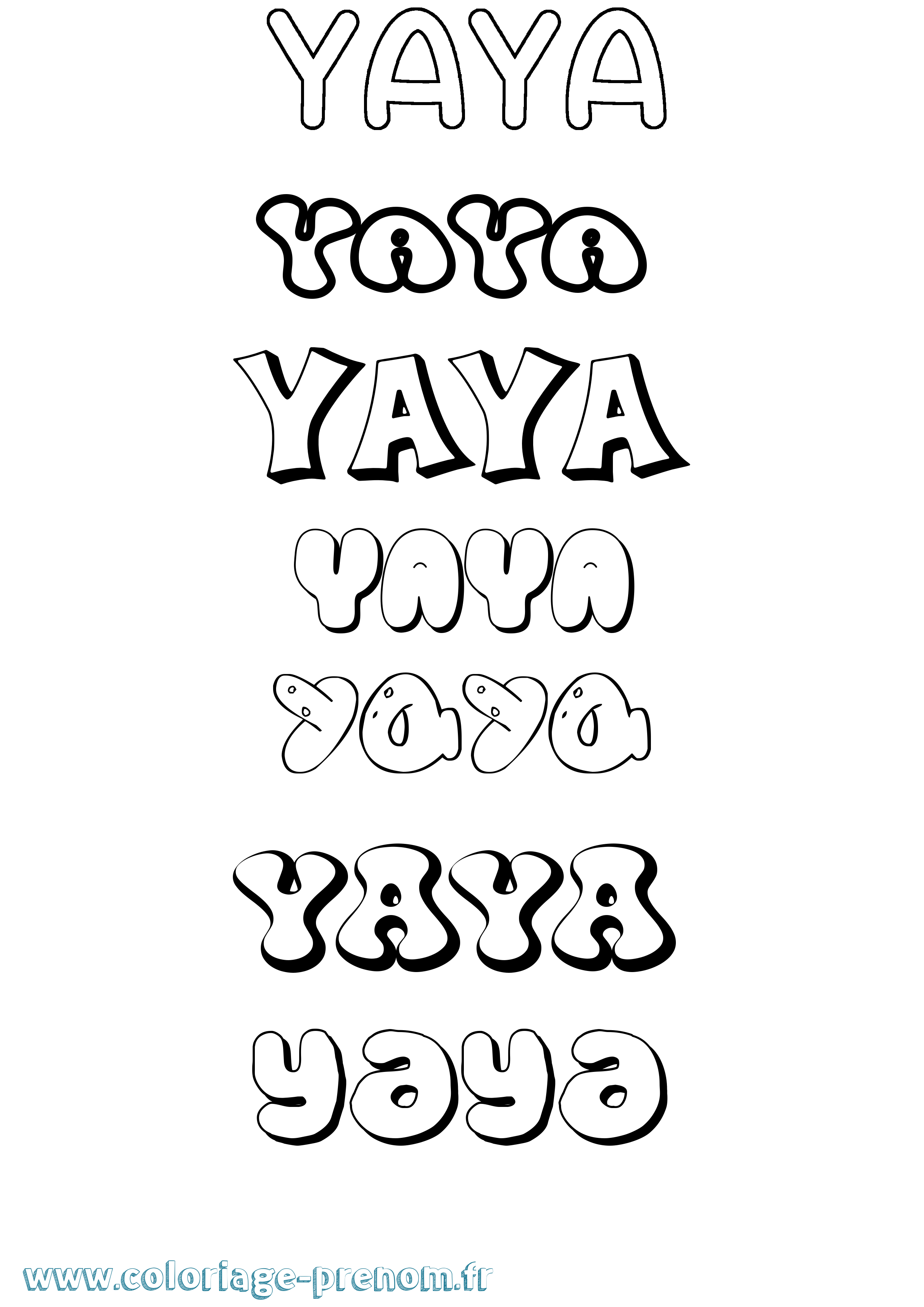 Coloriage prénom Yaya