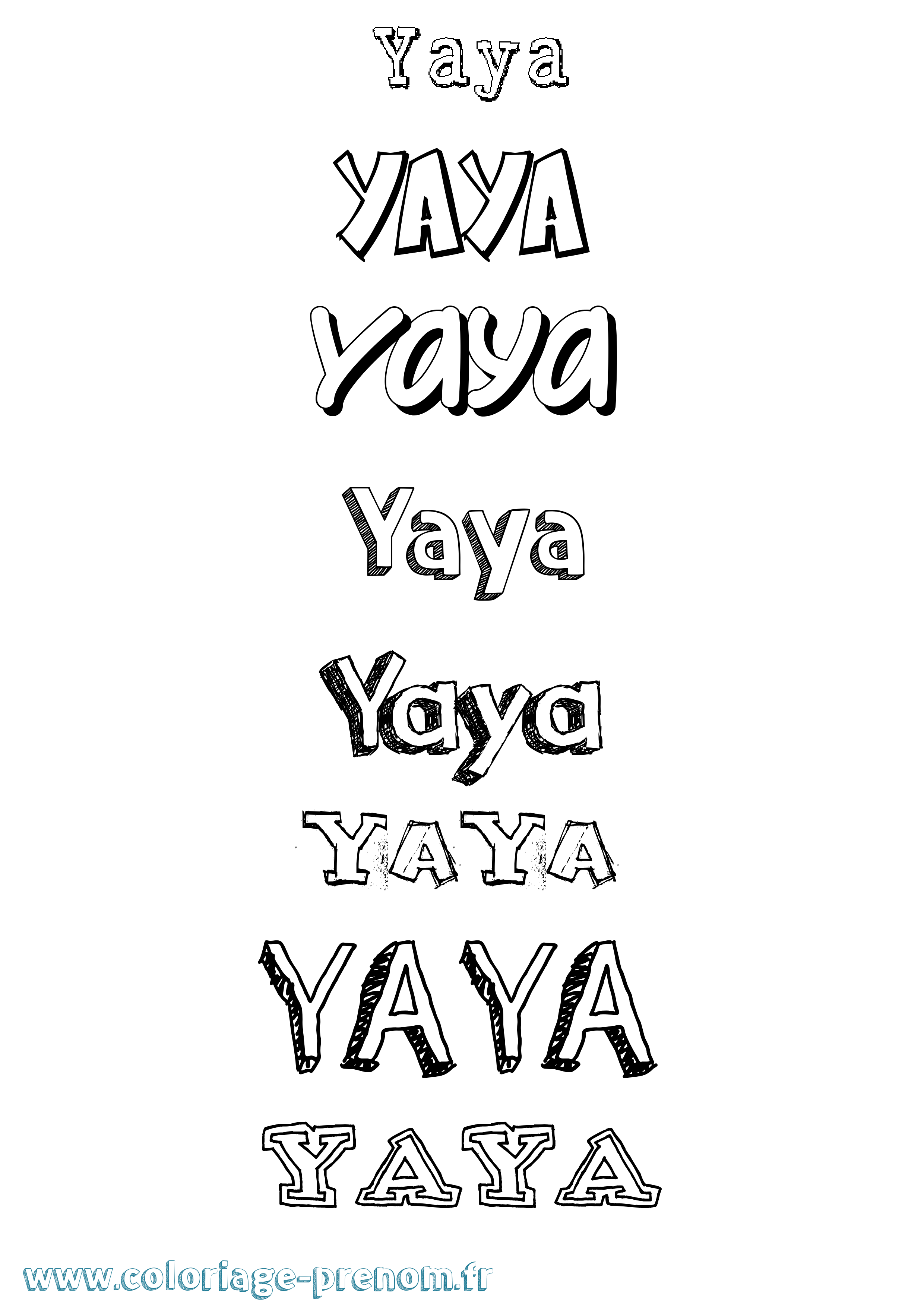 Coloriage prénom Yaya Dessiné