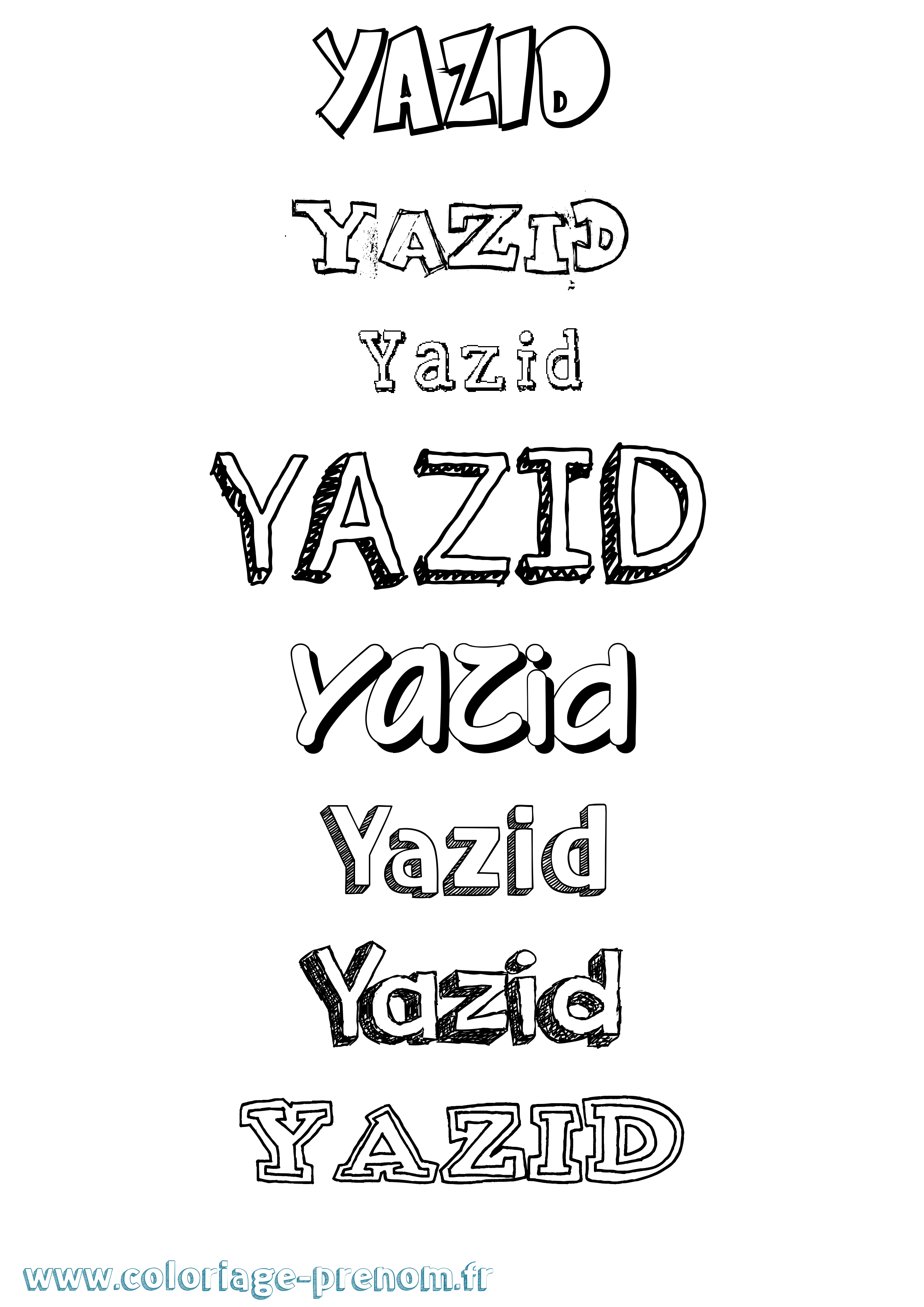 Coloriage prénom Yazid Dessiné
