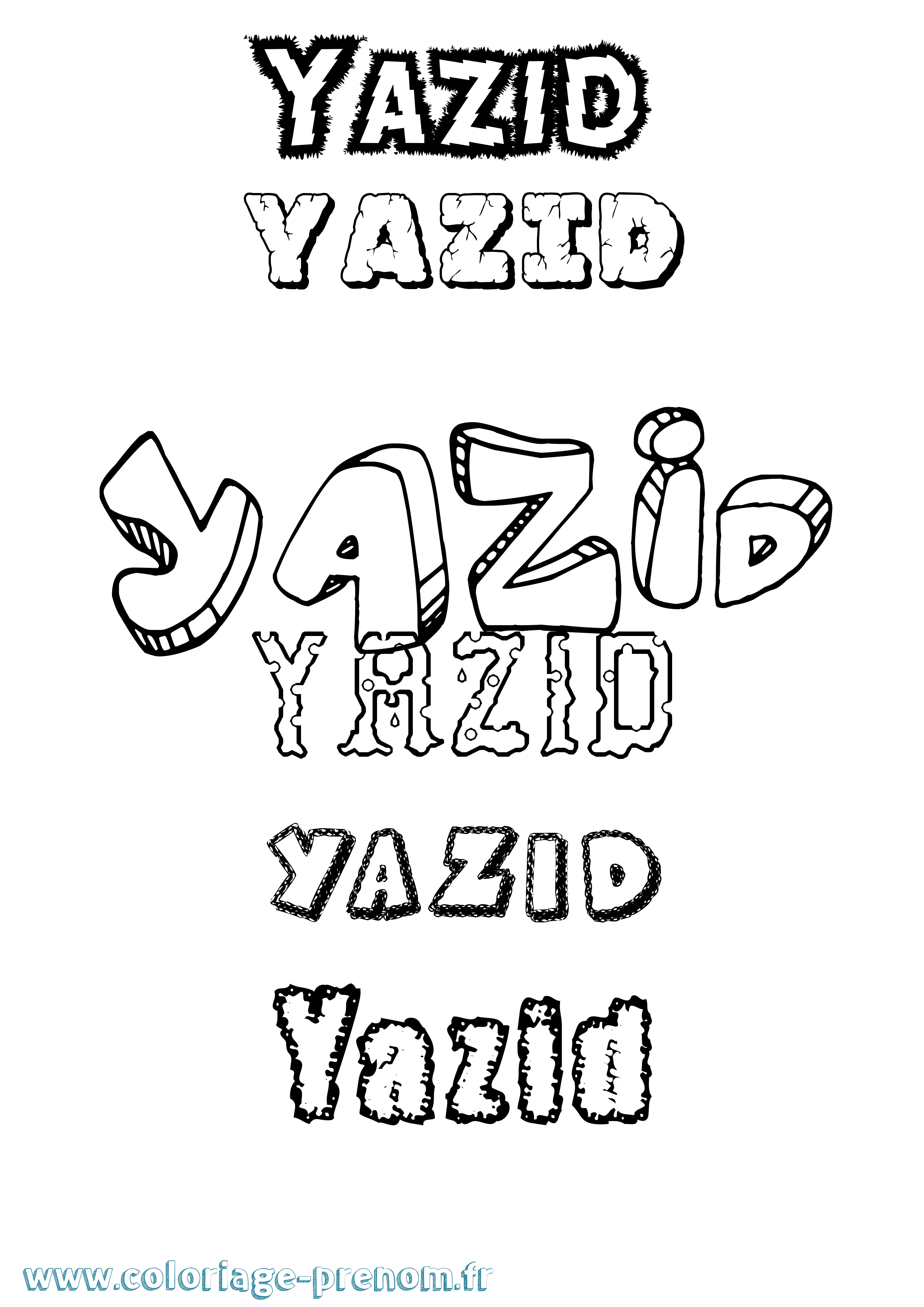 Coloriage prénom Yazid Destructuré