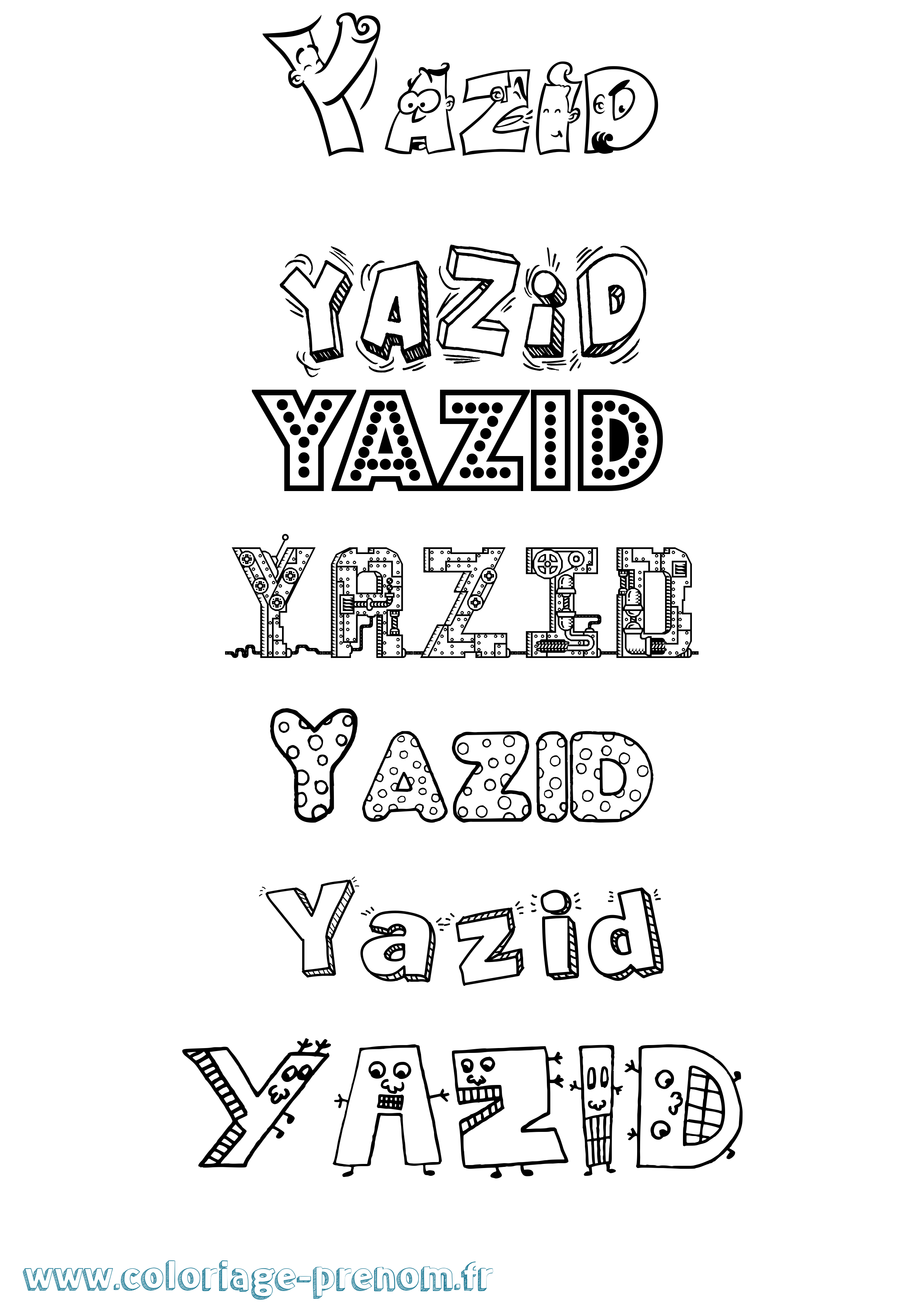Coloriage prénom Yazid Fun