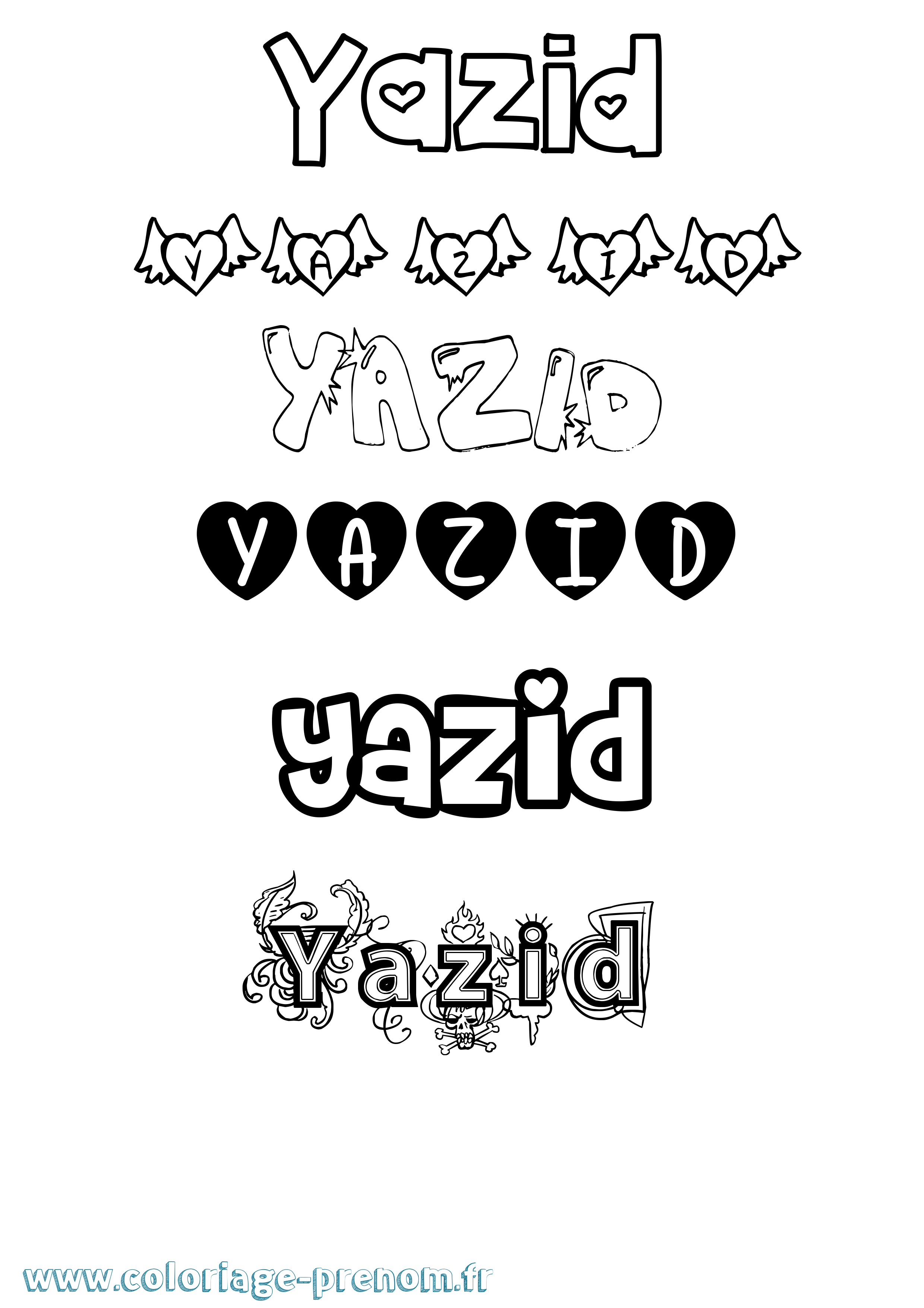 Coloriage prénom Yazid Girly