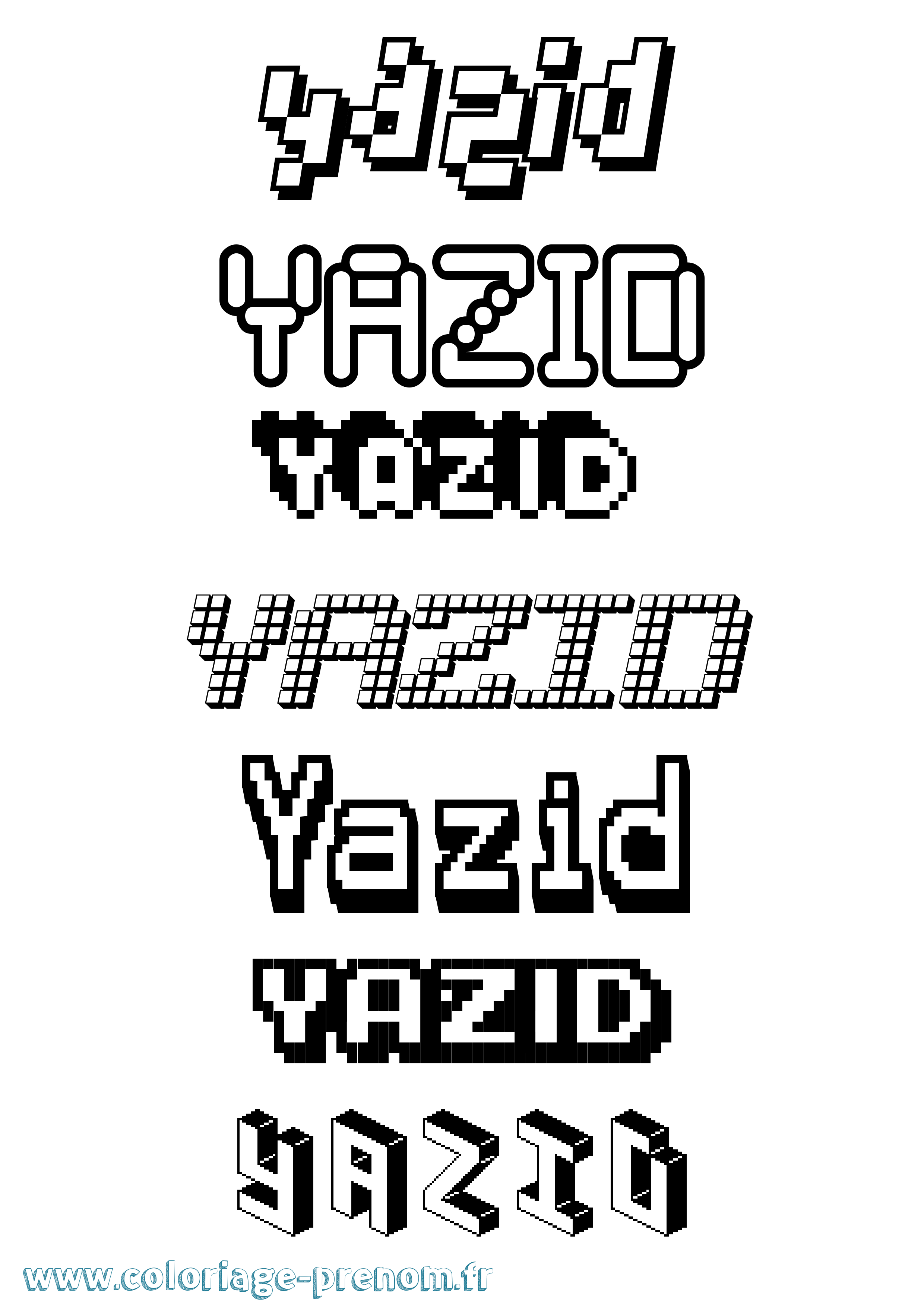 Coloriage prénom Yazid Pixel