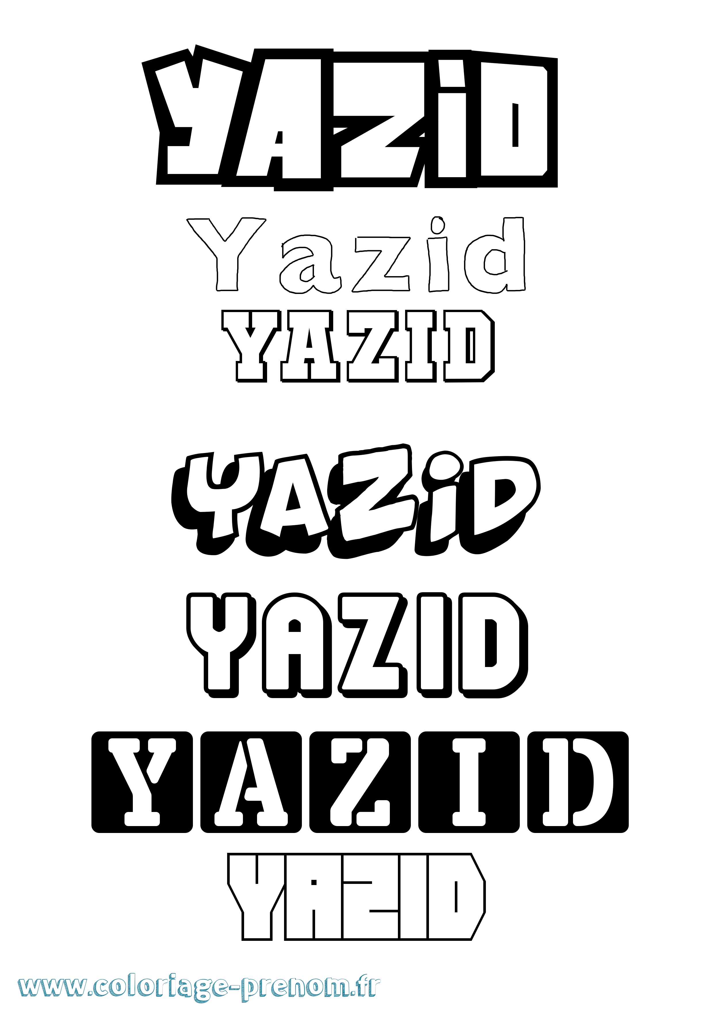 Coloriage prénom Yazid Simple